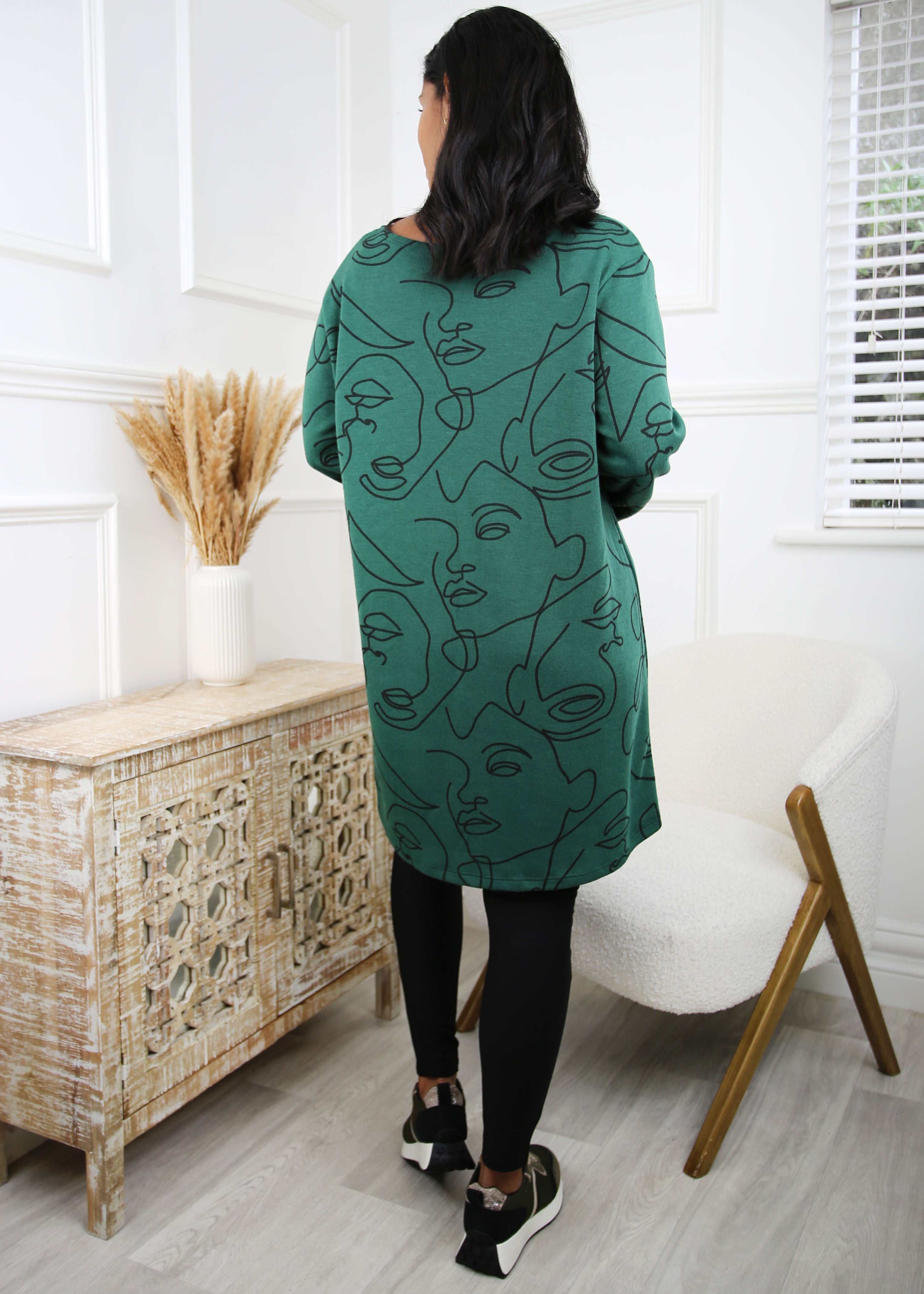 Gobnait Green Face Sketch Print Top