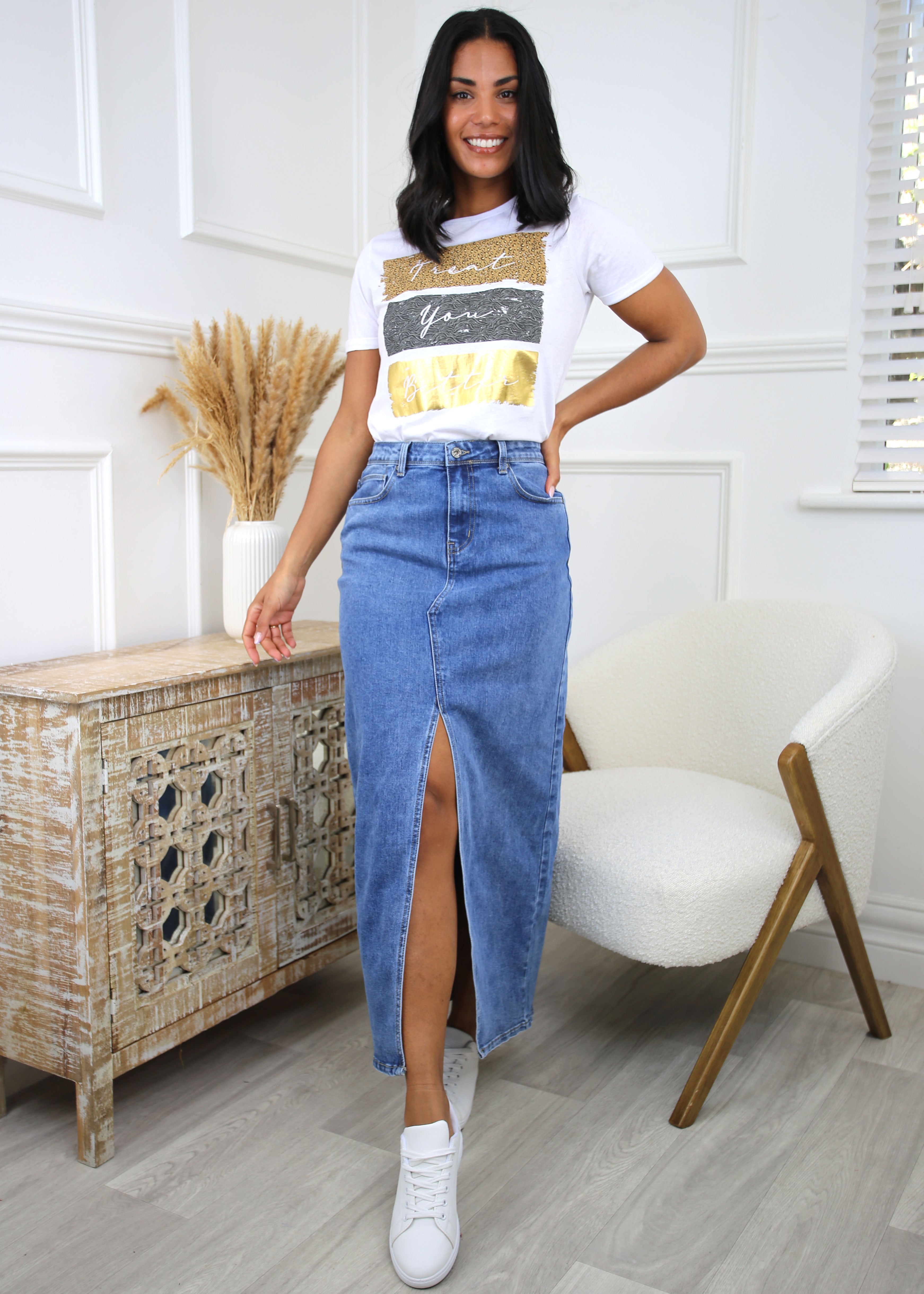 Rafaelle Blue Denim Maxi Skirt