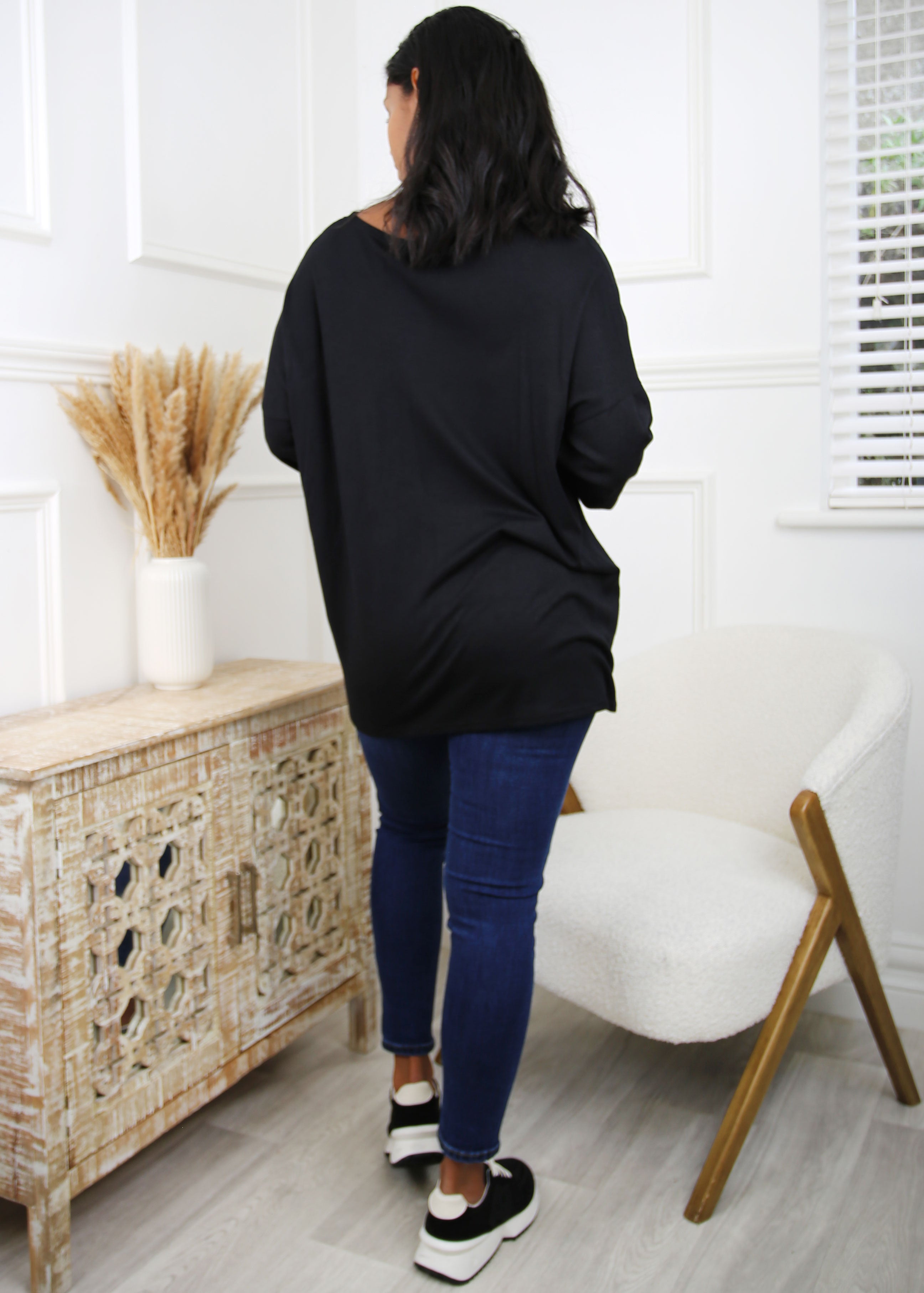 Celine Black Twisted Front Top