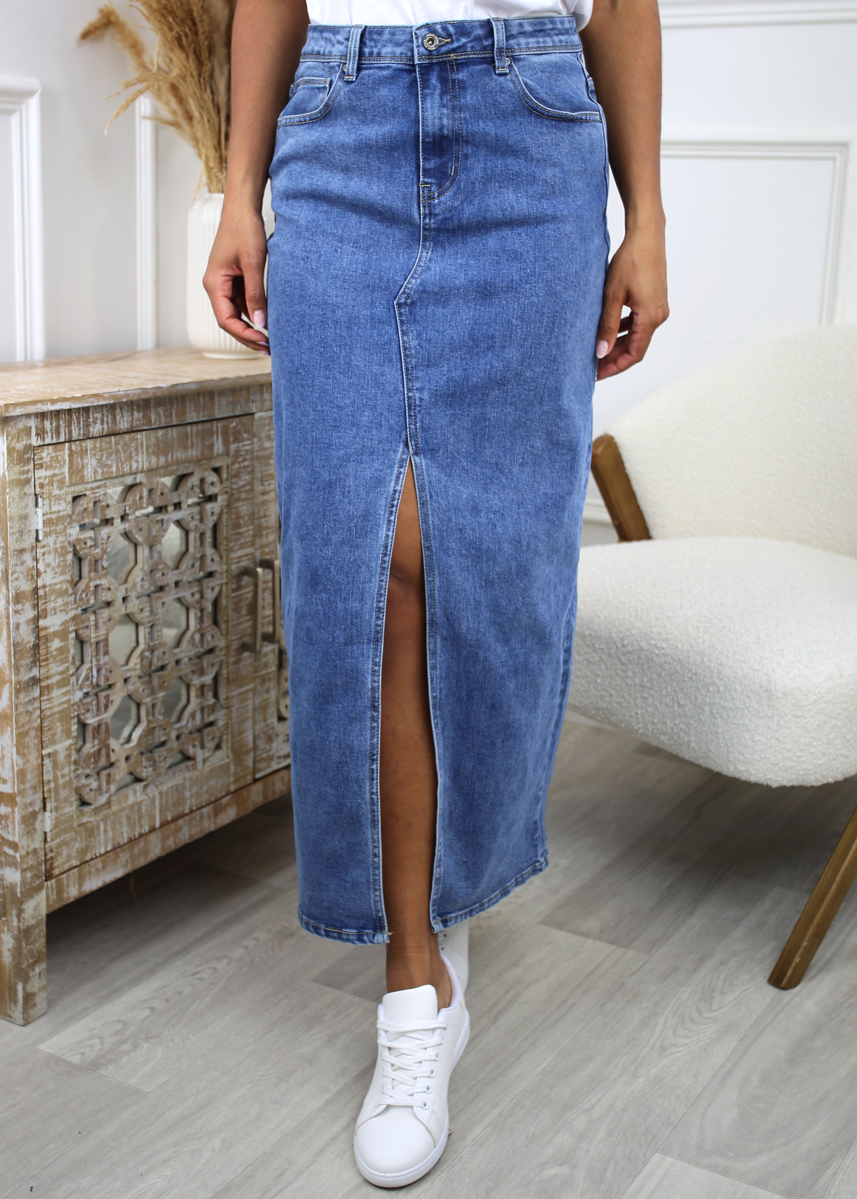 Rafaelle Blue Denim Maxi Skirt