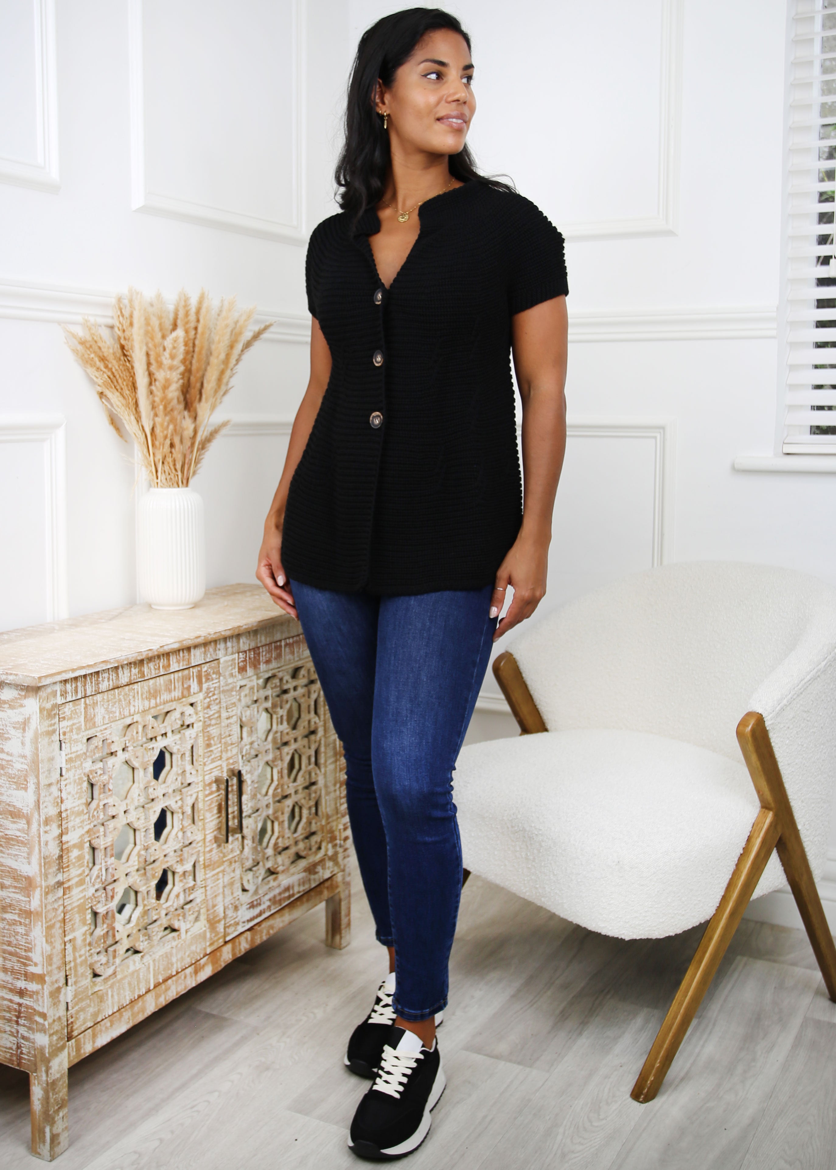 Livia Black Short Sleeve Cardigan