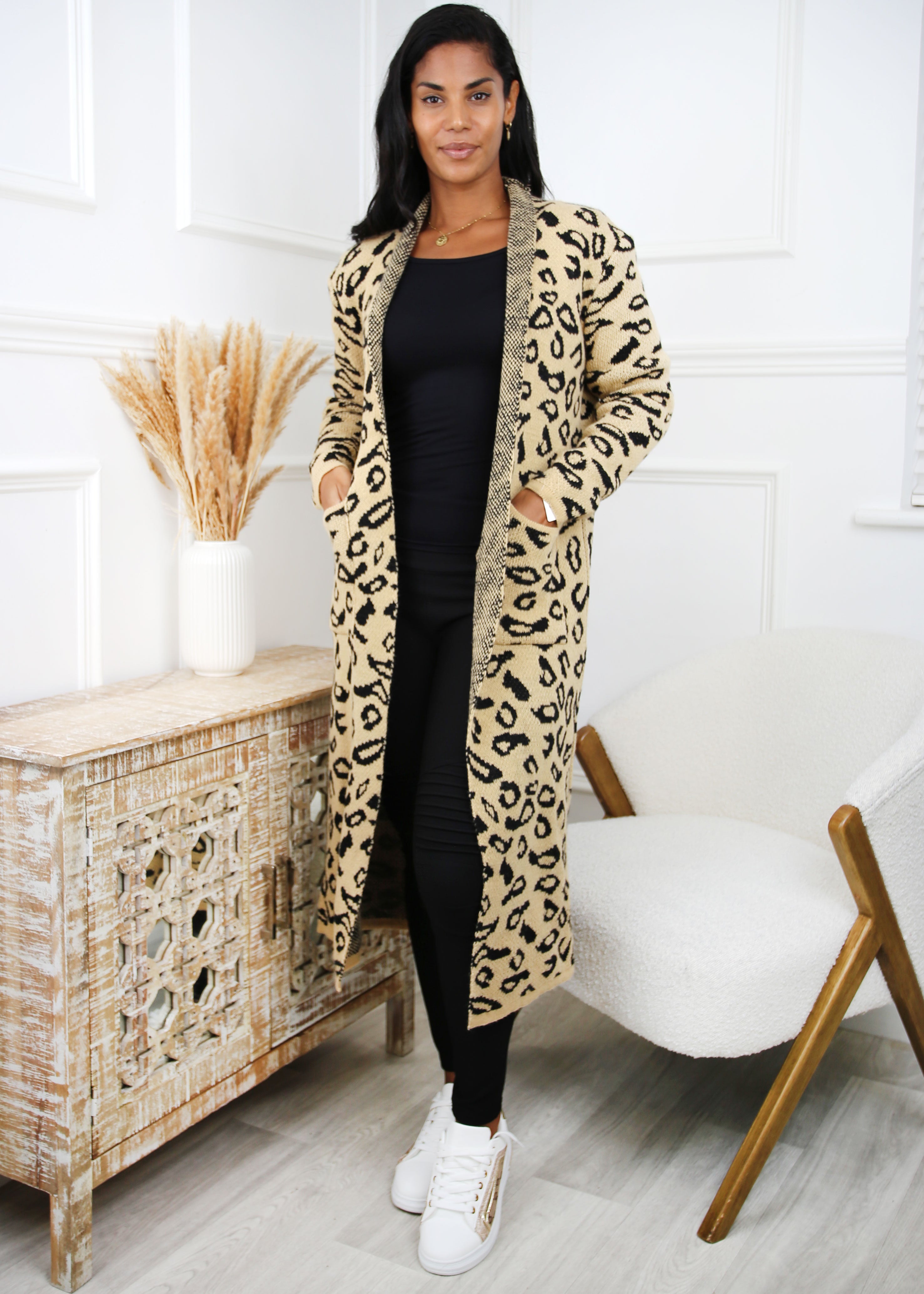 Alexandra Camel Leopard Print Cardi