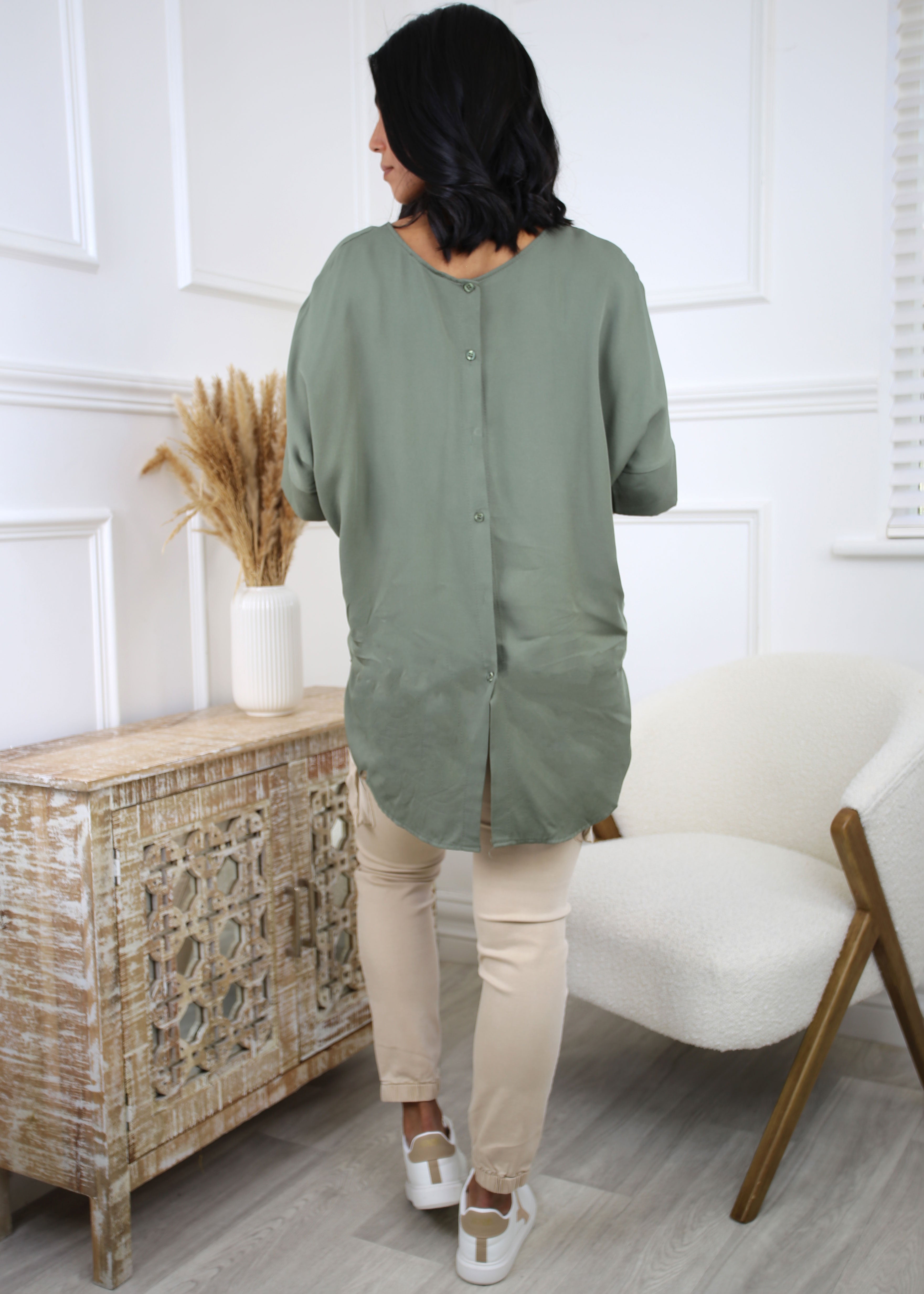 Kennedy Khaki Necklace Blouse