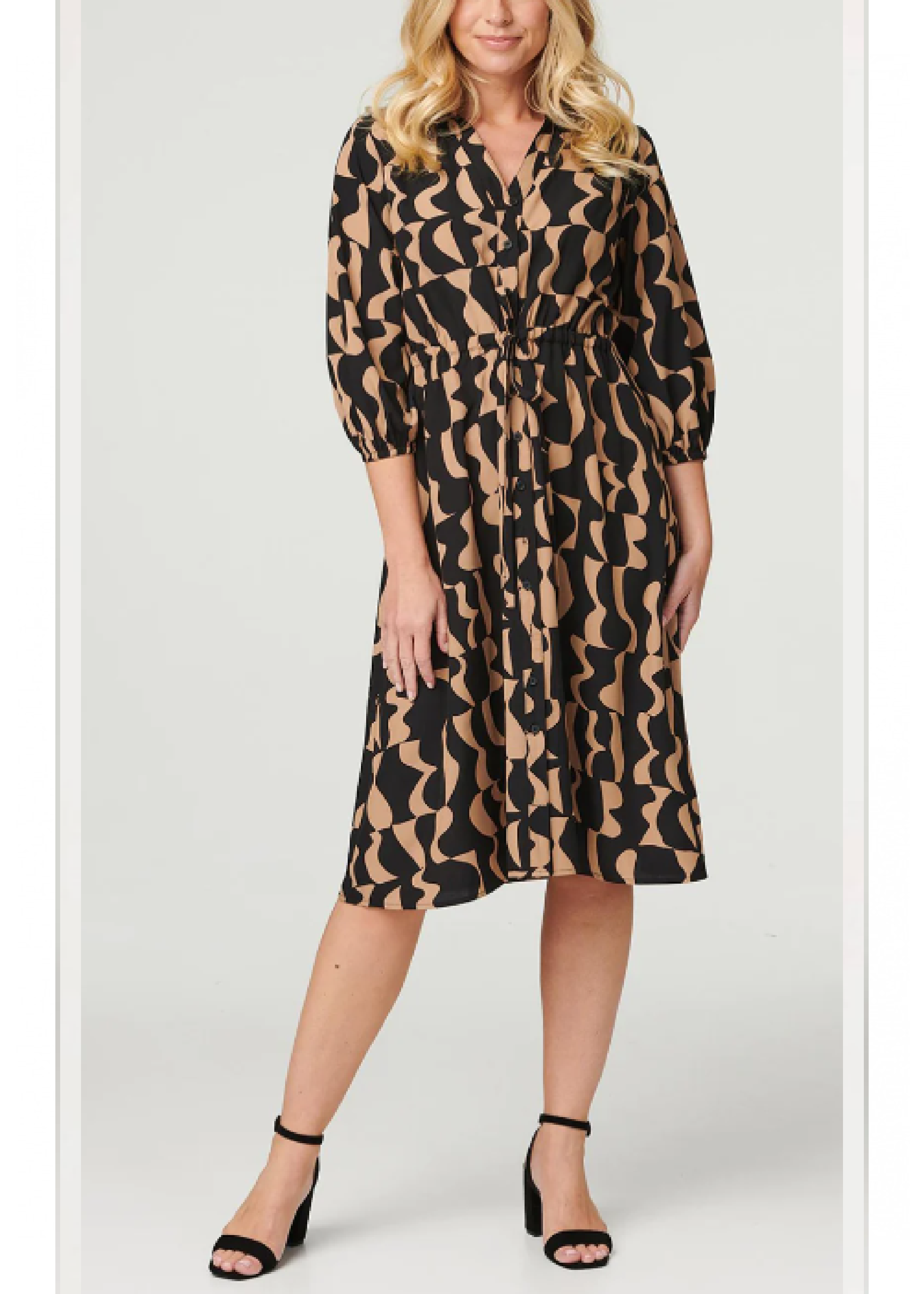 Fianna Black Drawstring Shirt Dress