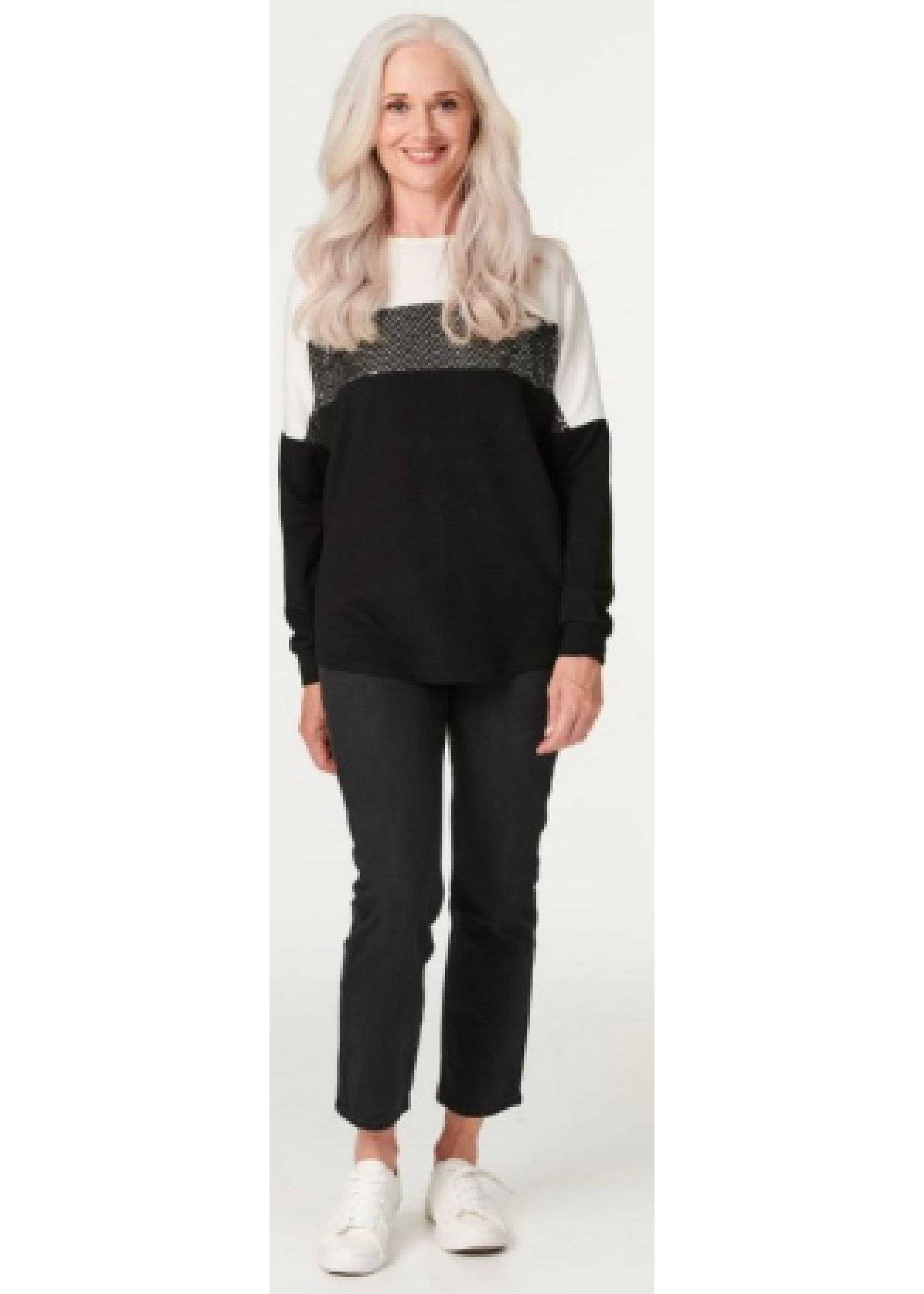Mona Black Glitter Detail Top