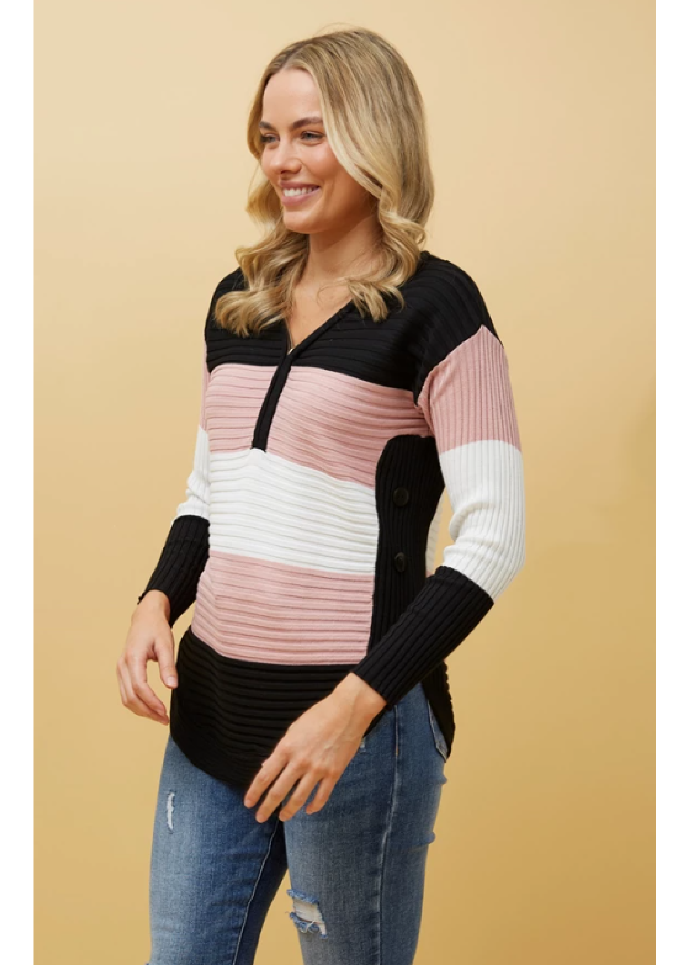 Maril Pink Colour Block Jumper