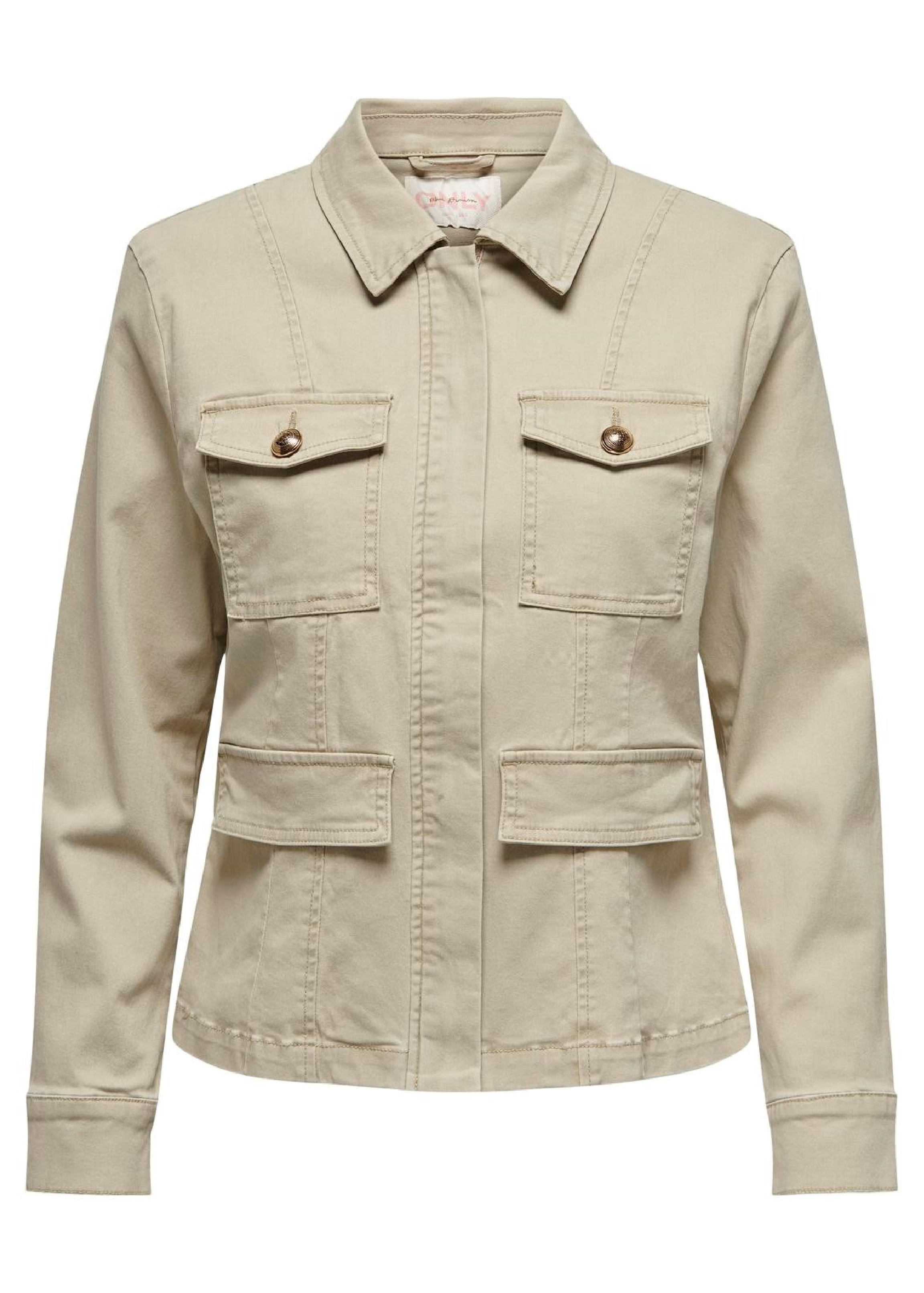 Cecily Beige Cargo Trench Coat