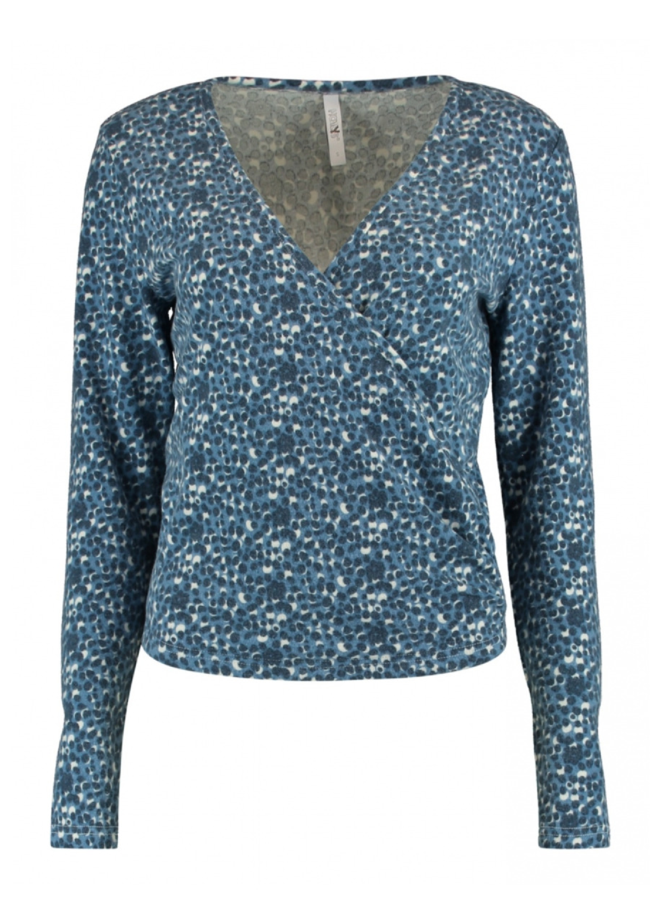Amira Blue Dot Wrap Top