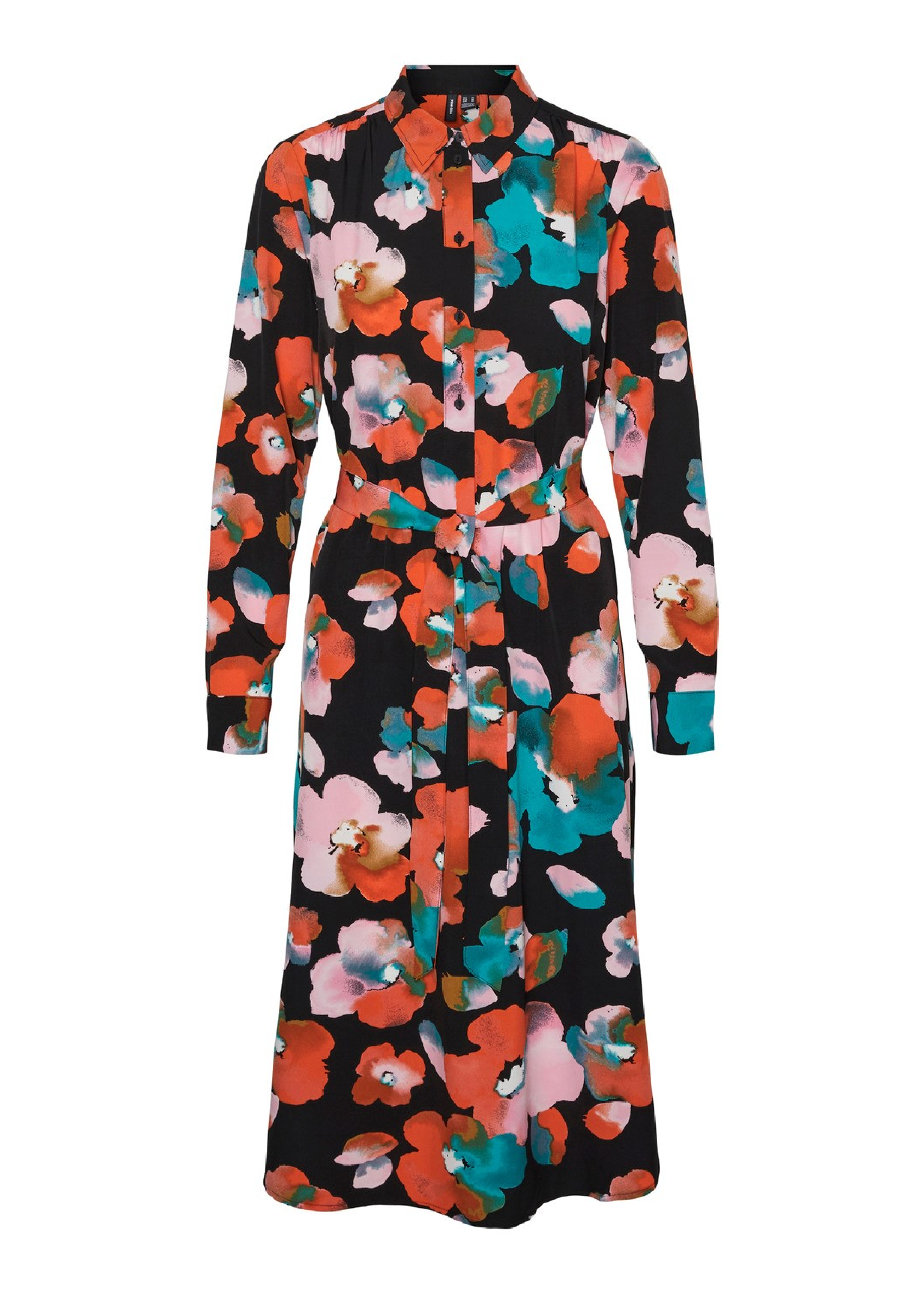 Siw Black Floral Print Midi Dress