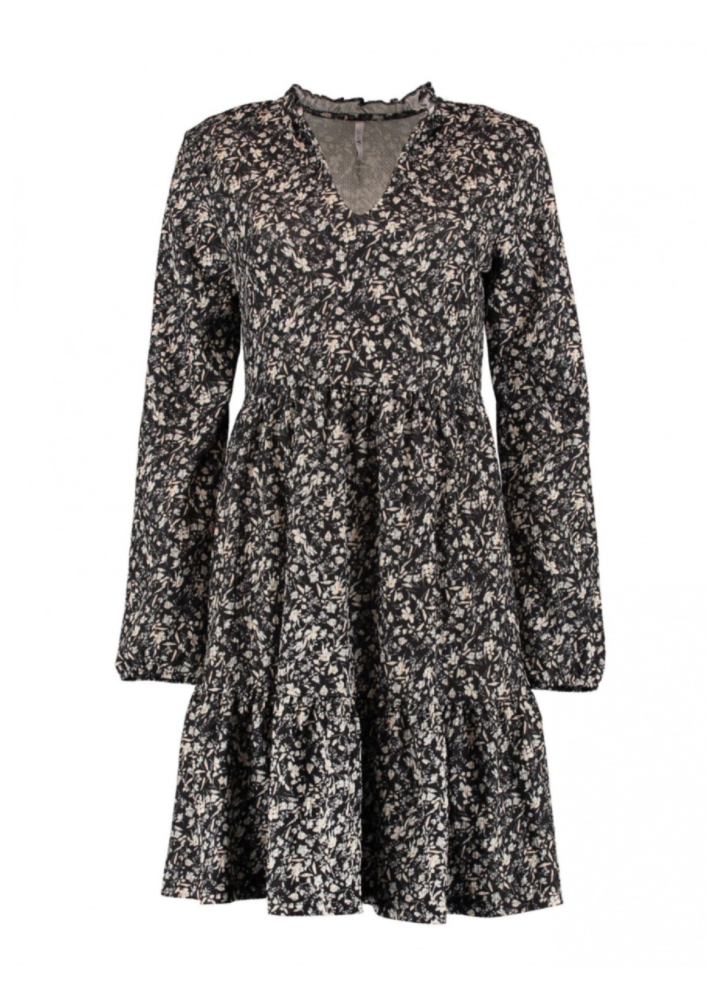 Alba Black White Flower Smock Dress
