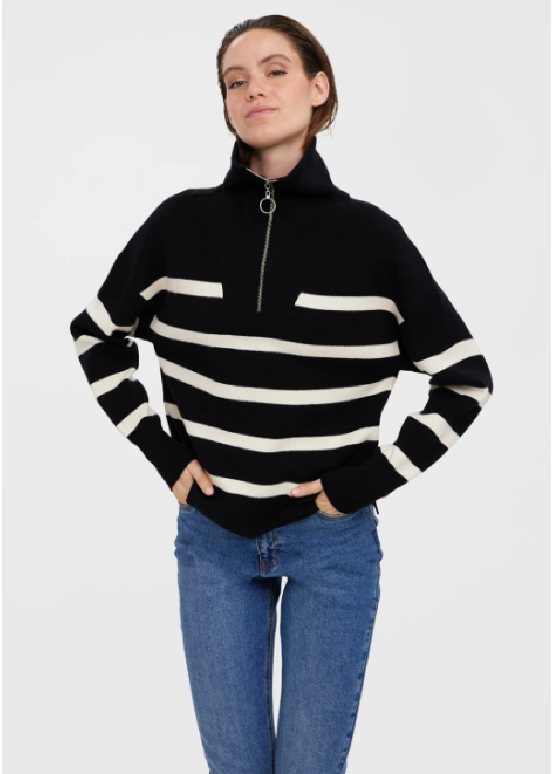 Saba Black White Stripe Pullover