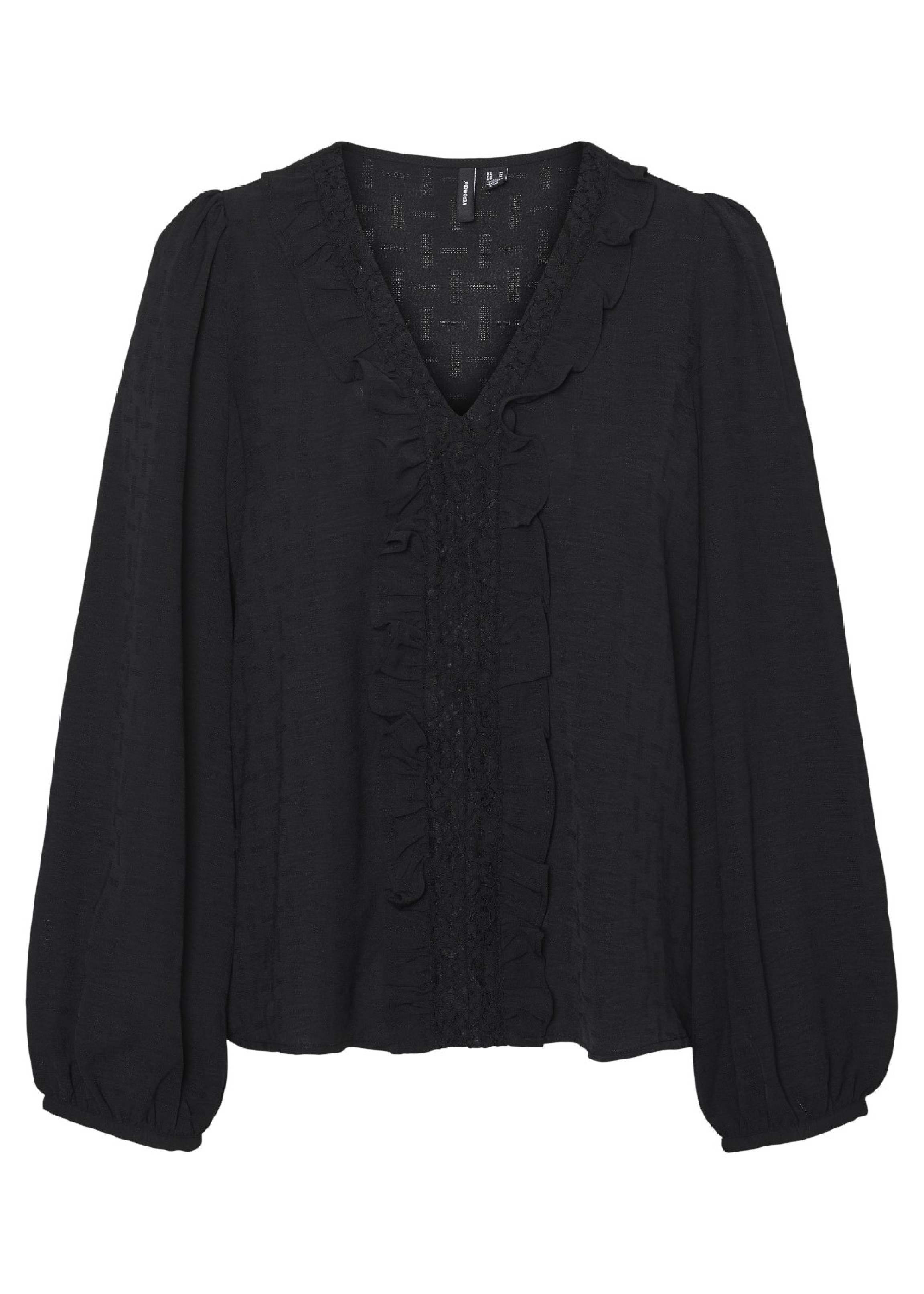 Caren Black Ruffle Detail Blouse