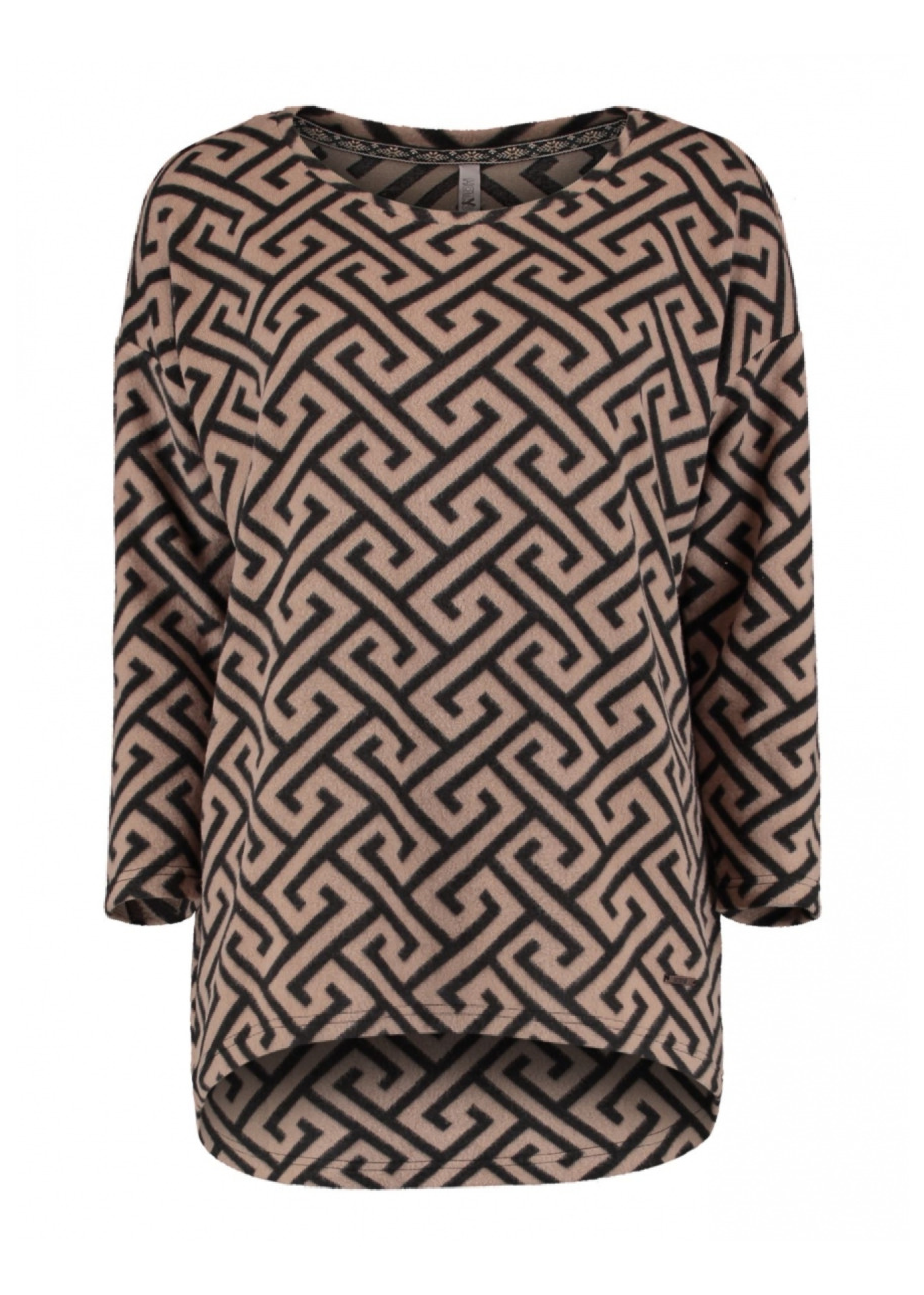 Mia Beige Patterned Knit Top