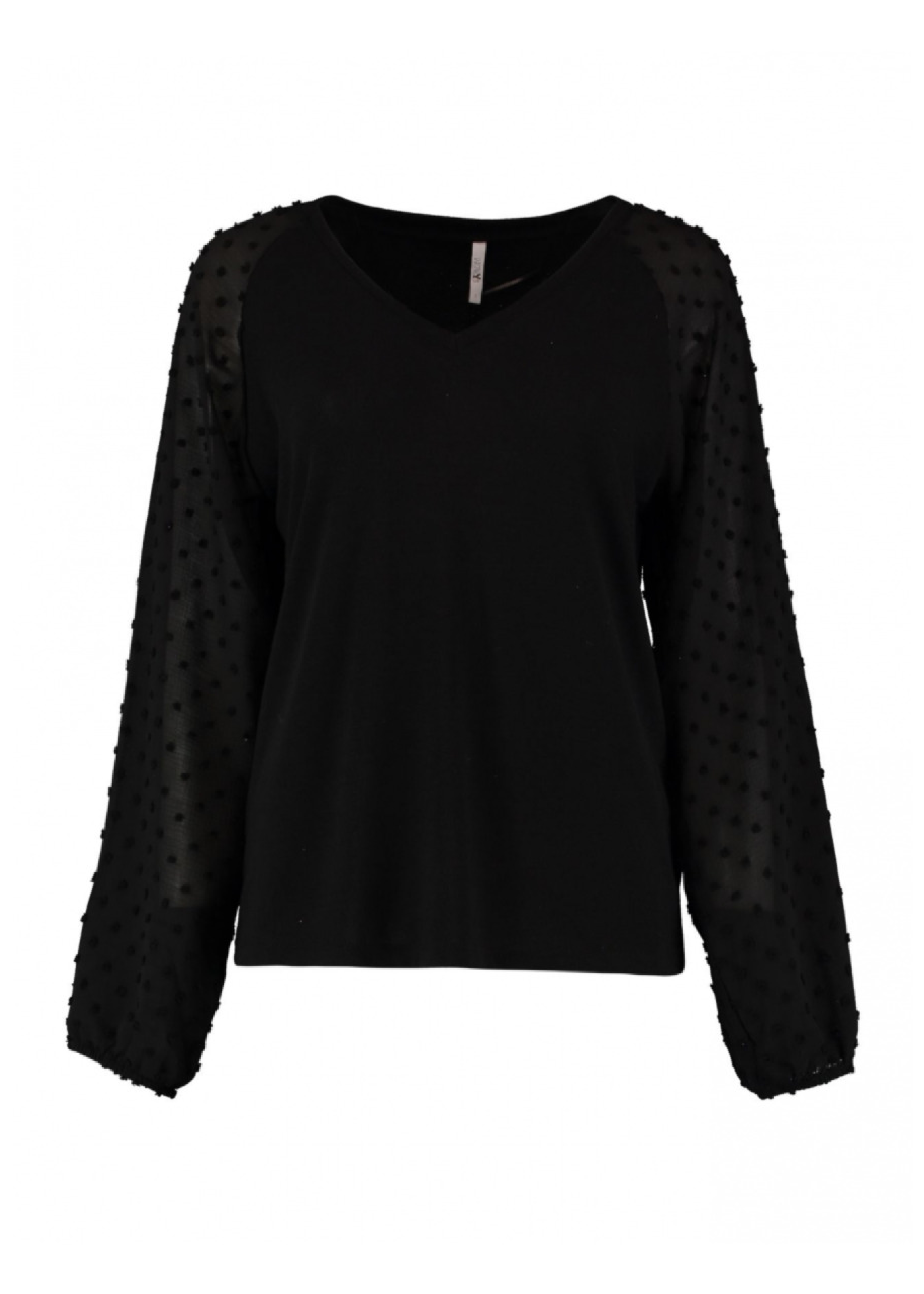 Marlie Black Swiss Dot Sleeve Blouse