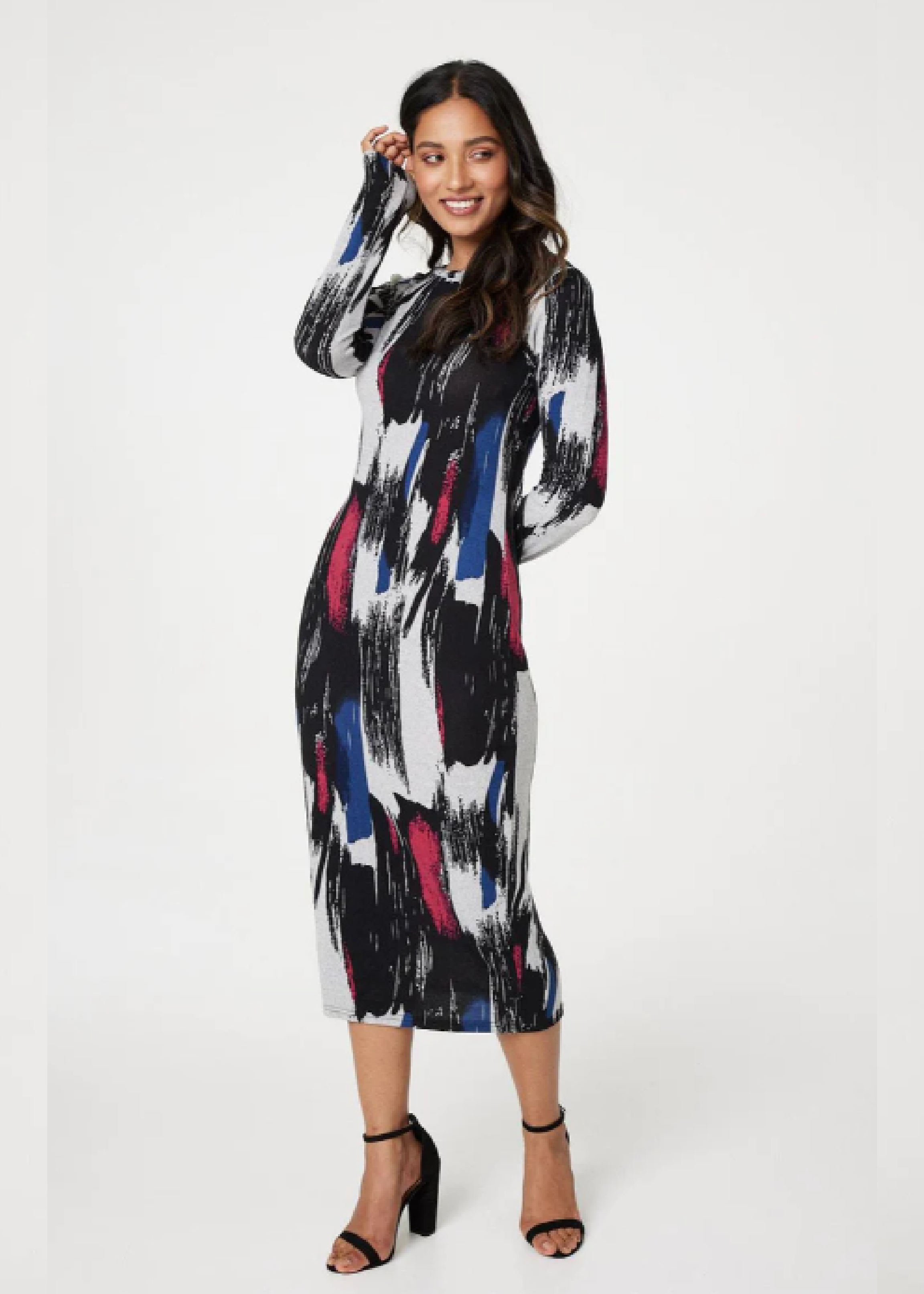 Missy Pink Brushstroke Bodycon Dress