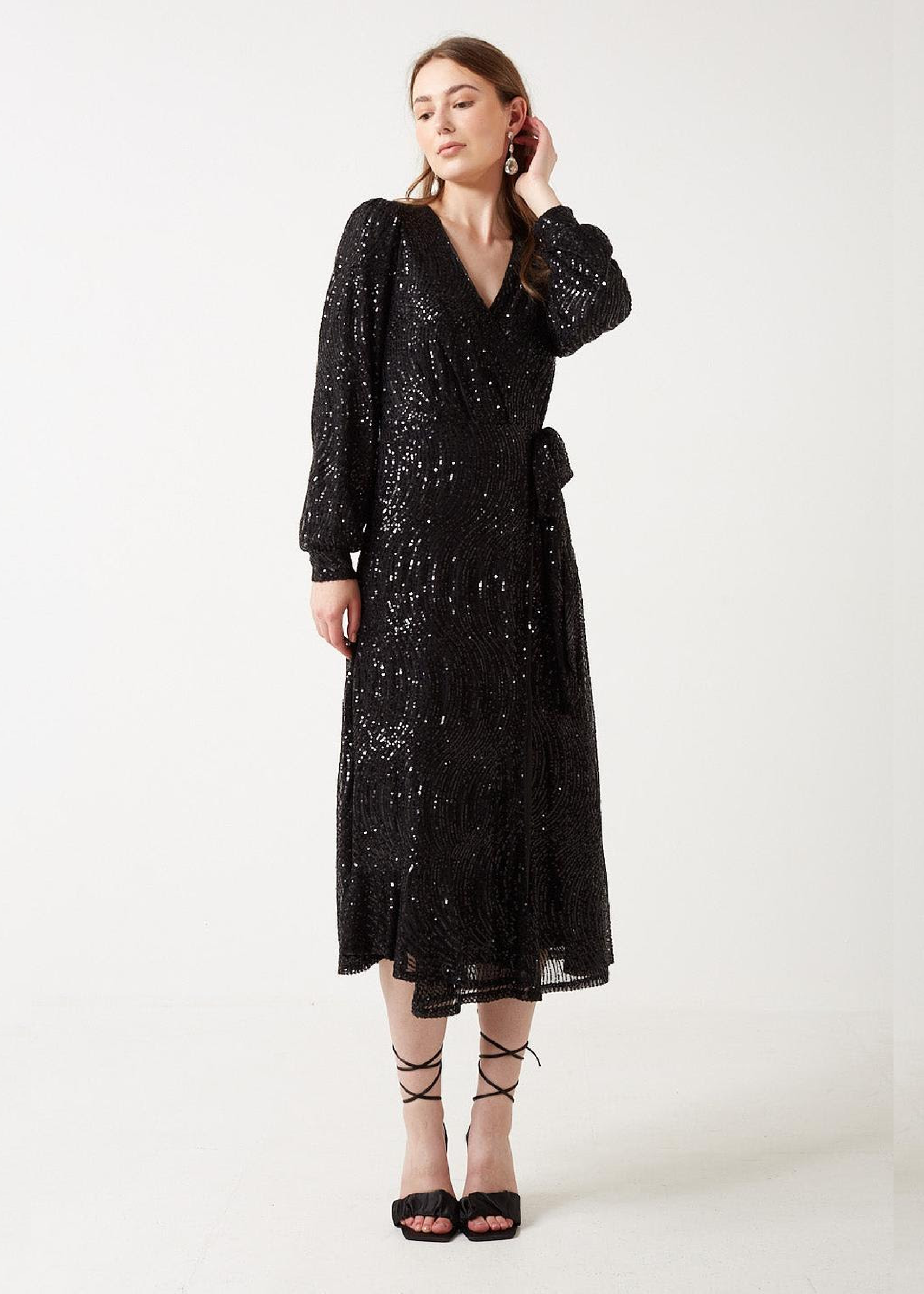 Terry Black Sequin Midi Dress