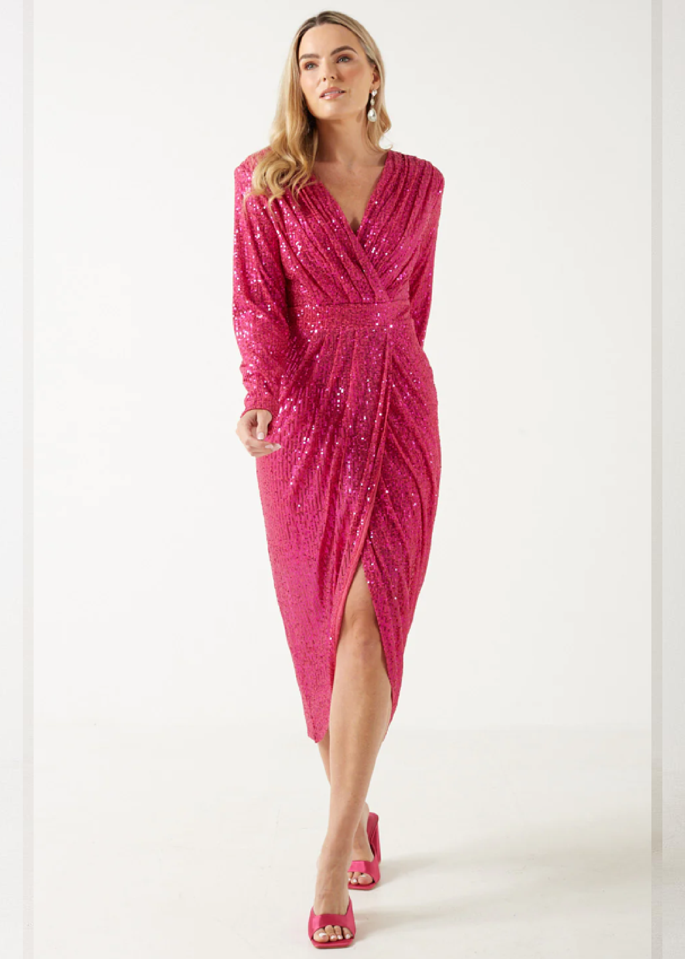 Claudia Pink Sequin Midi Dress