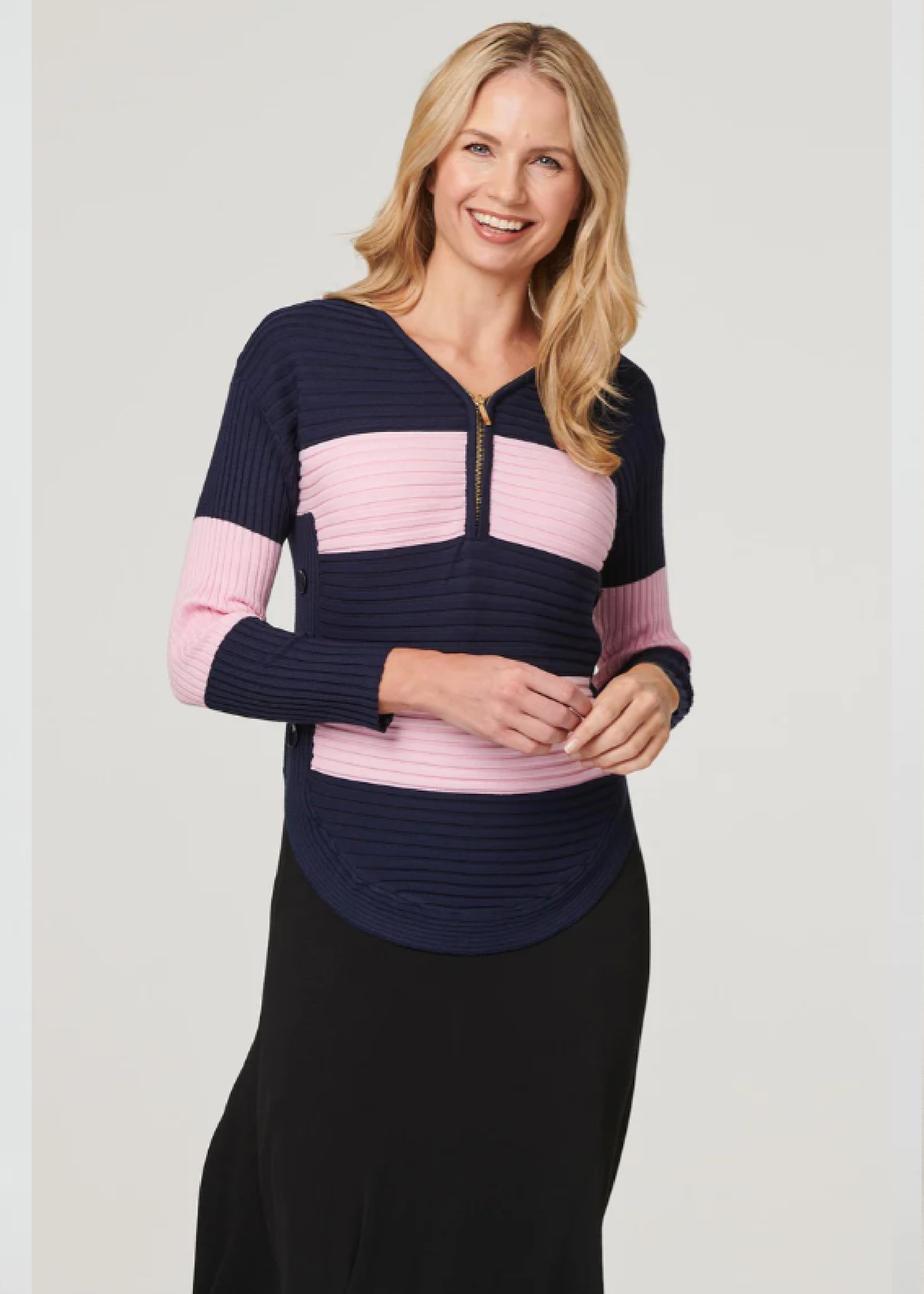 Toni Navy Colour Block Jumper