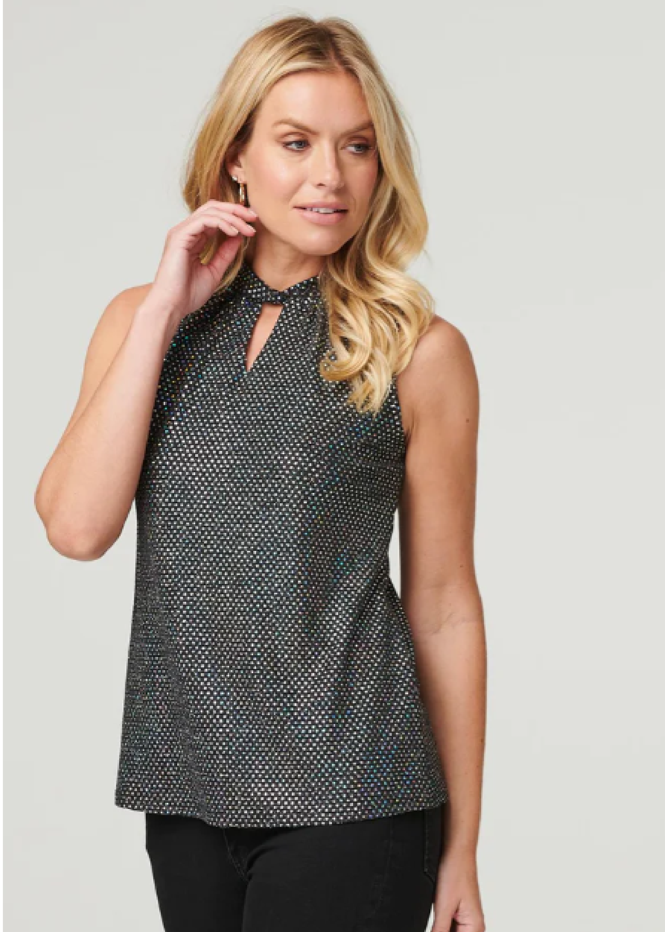 Nigella Black Metallic Party Top