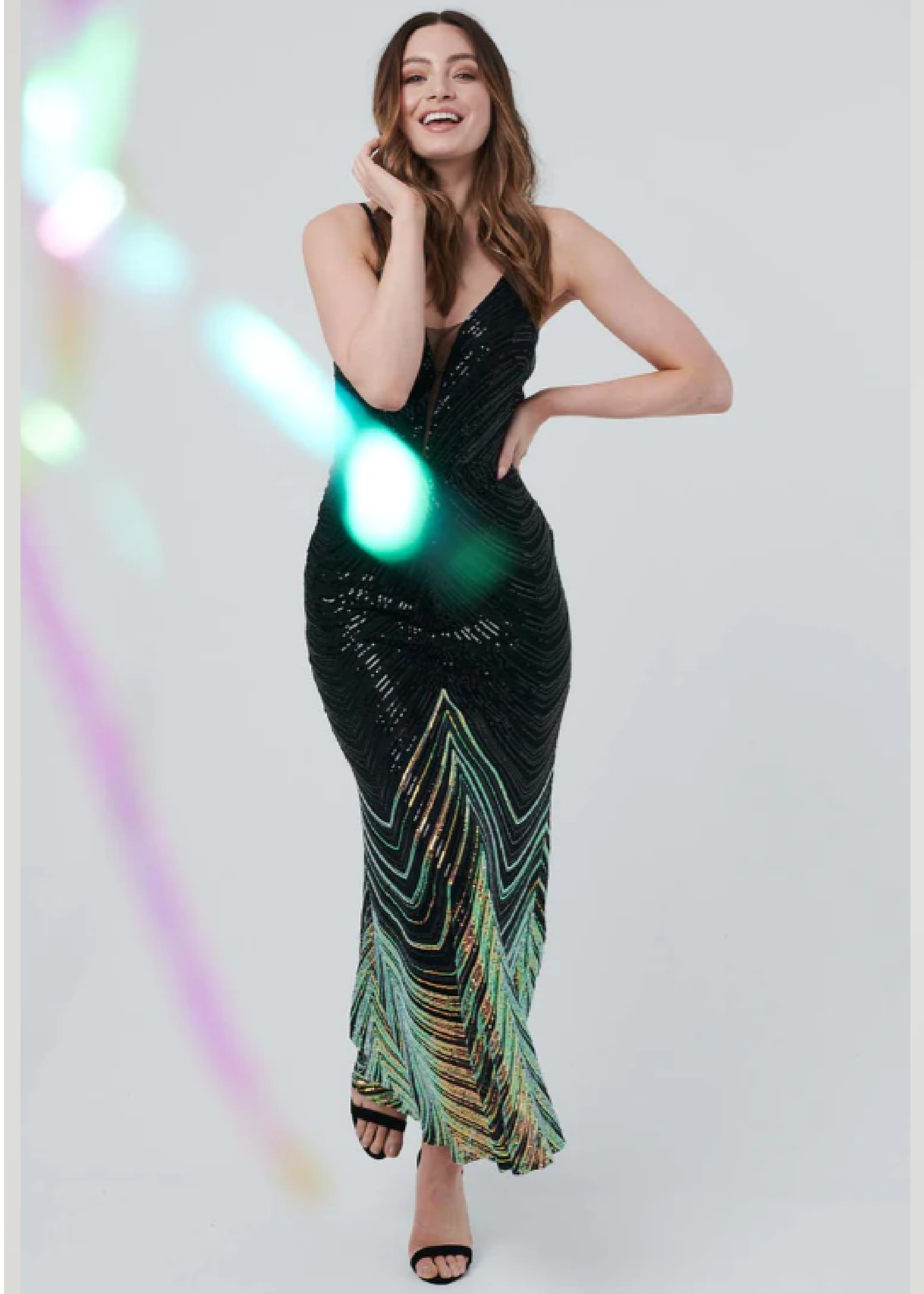 Dolores Black Sequin Cami Maxi Dress