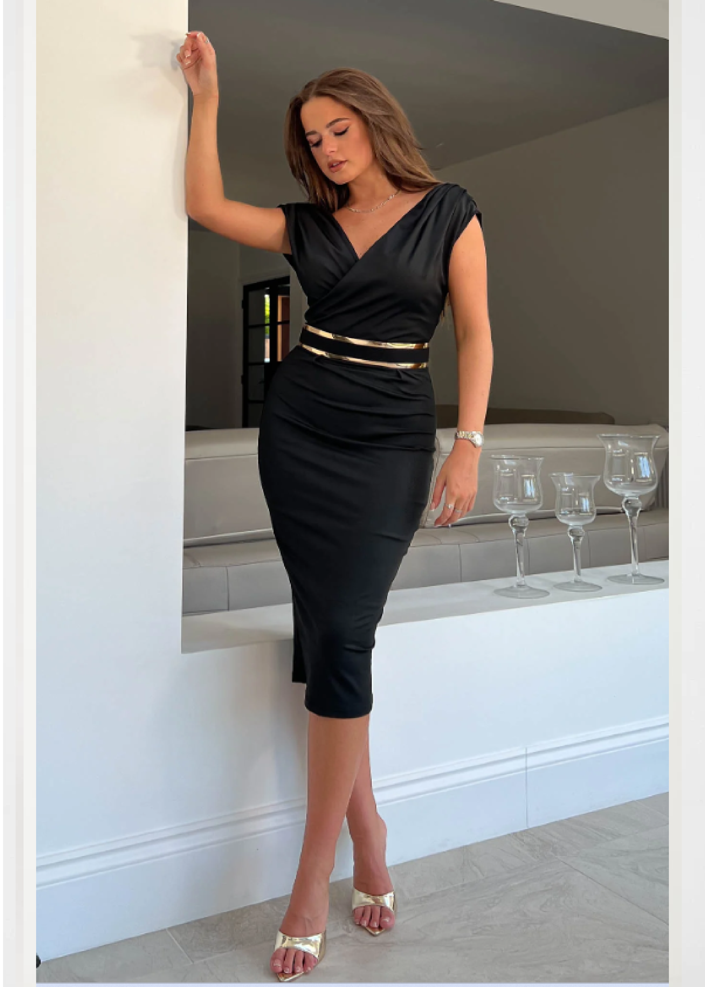 Miley Black Occasion Midi Dress