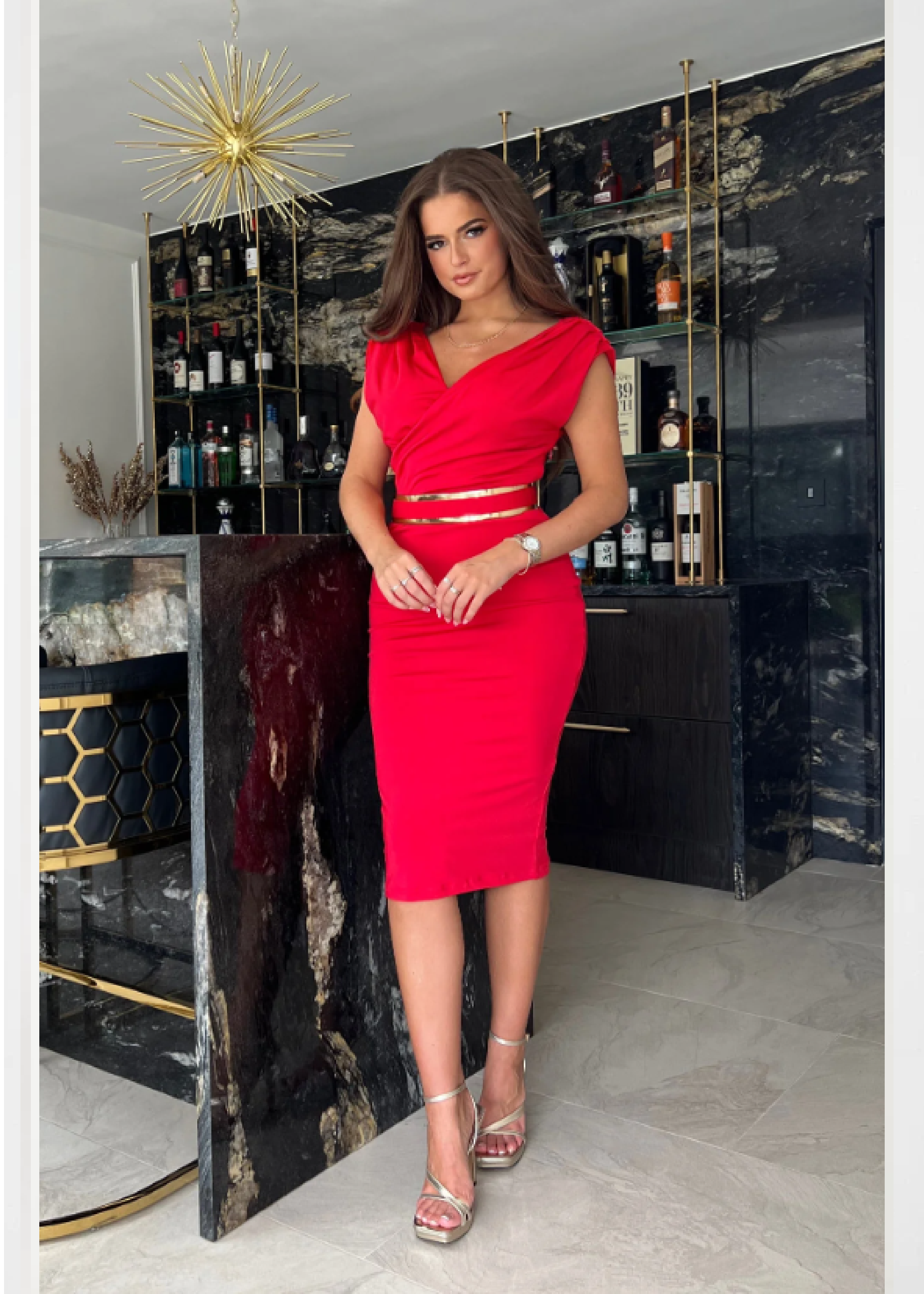 Miley Red Occasion Midi Dress