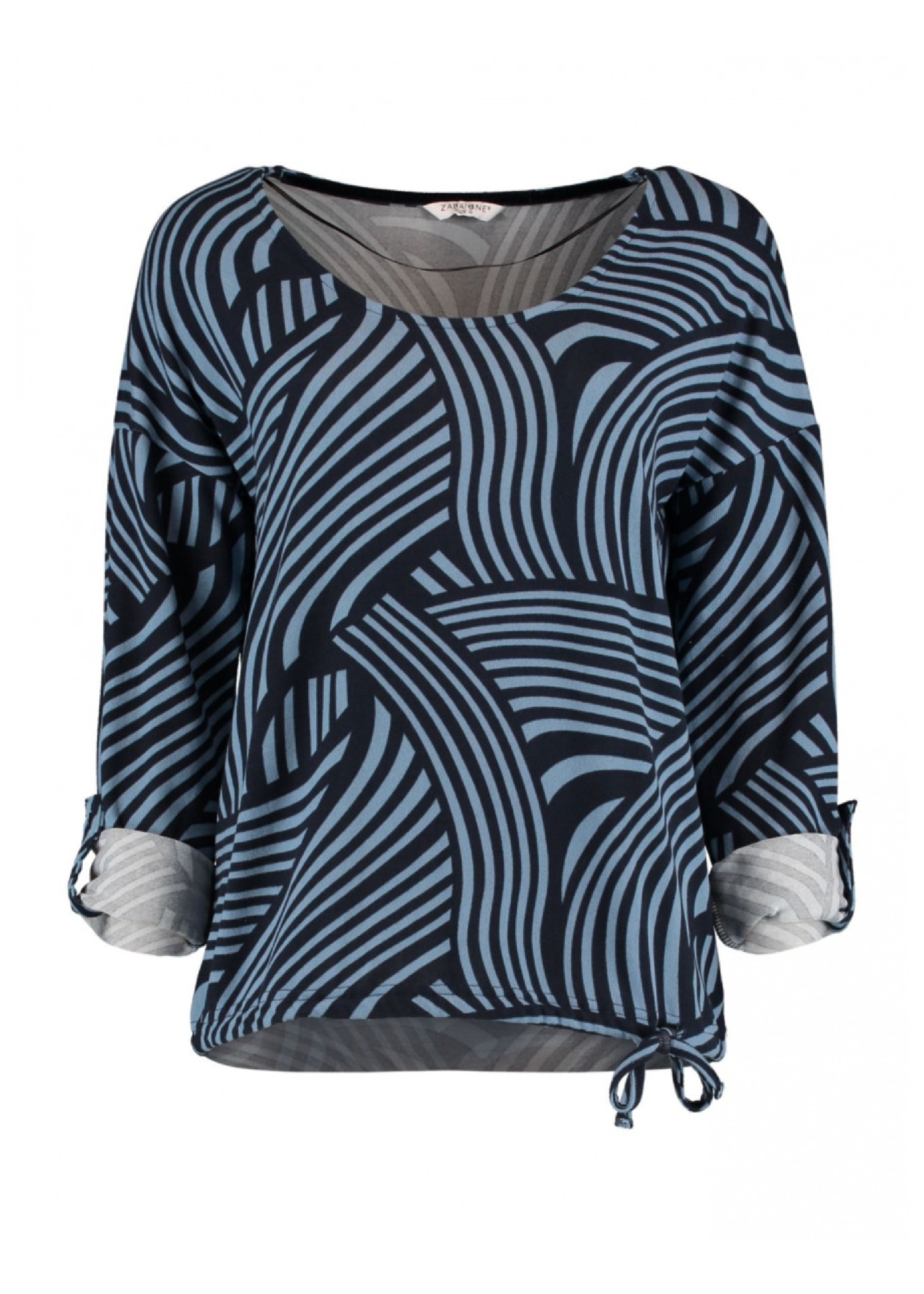 Solei Navy Wave Print Pullover