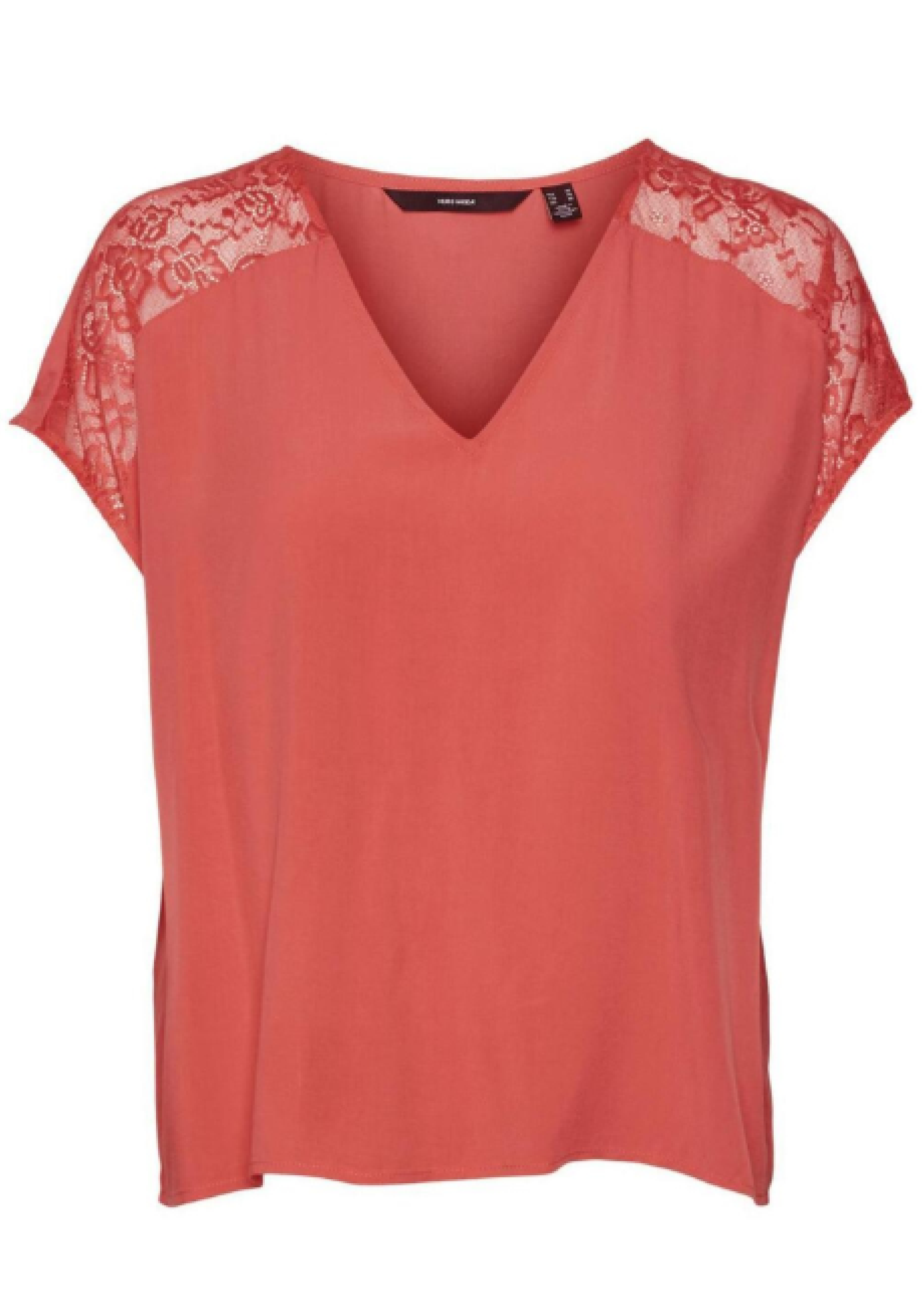 Rusk Cayenne Red Lace Detail Top