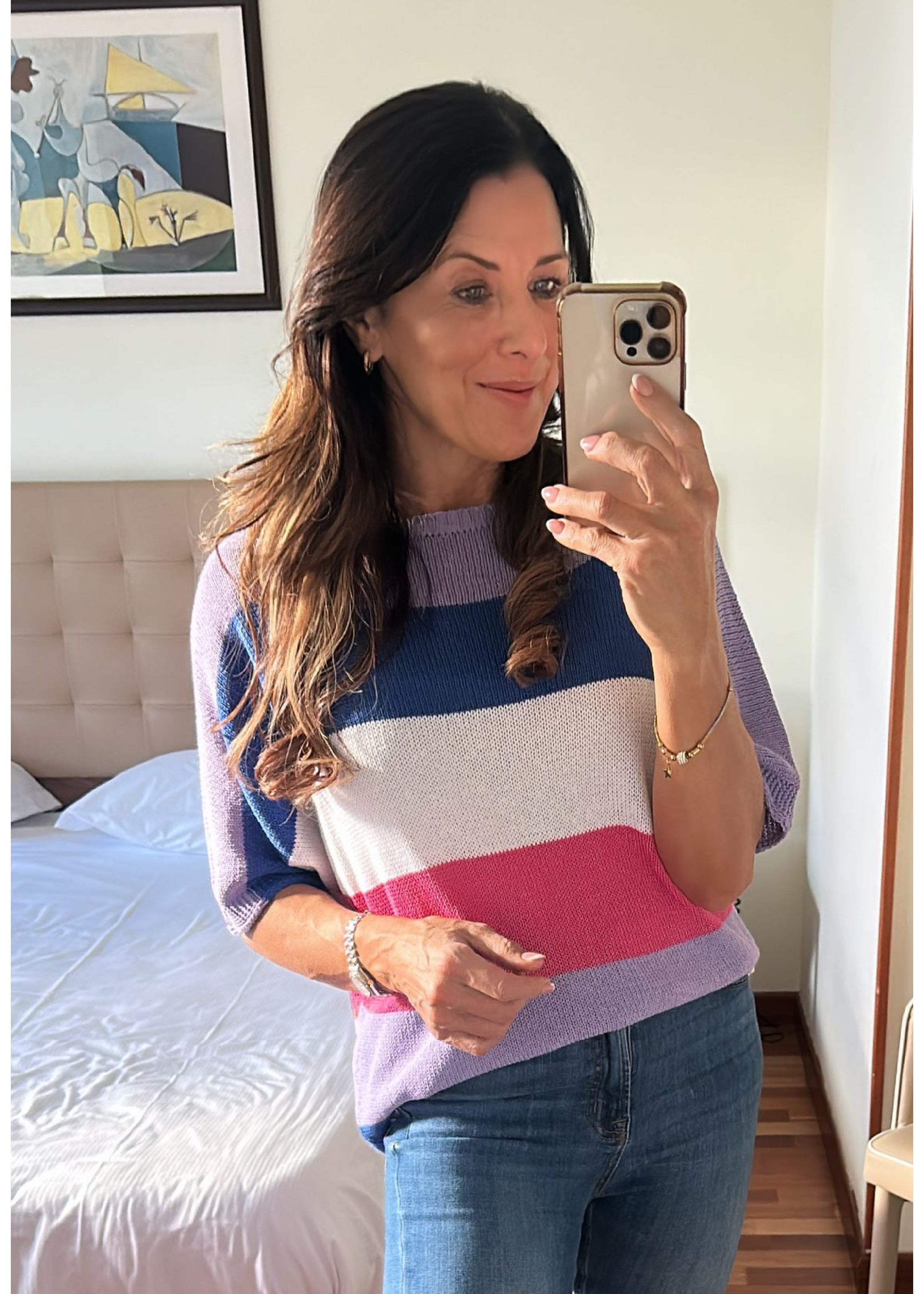 Glenis Lilac And Blue Stripe Sweater
