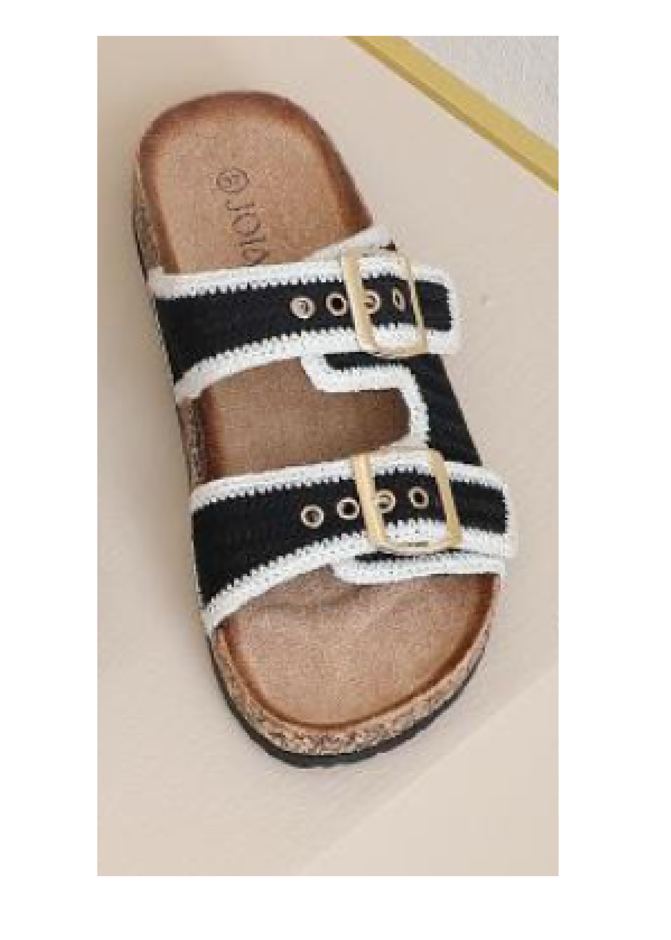Susan Black Buckle Strap Sliders