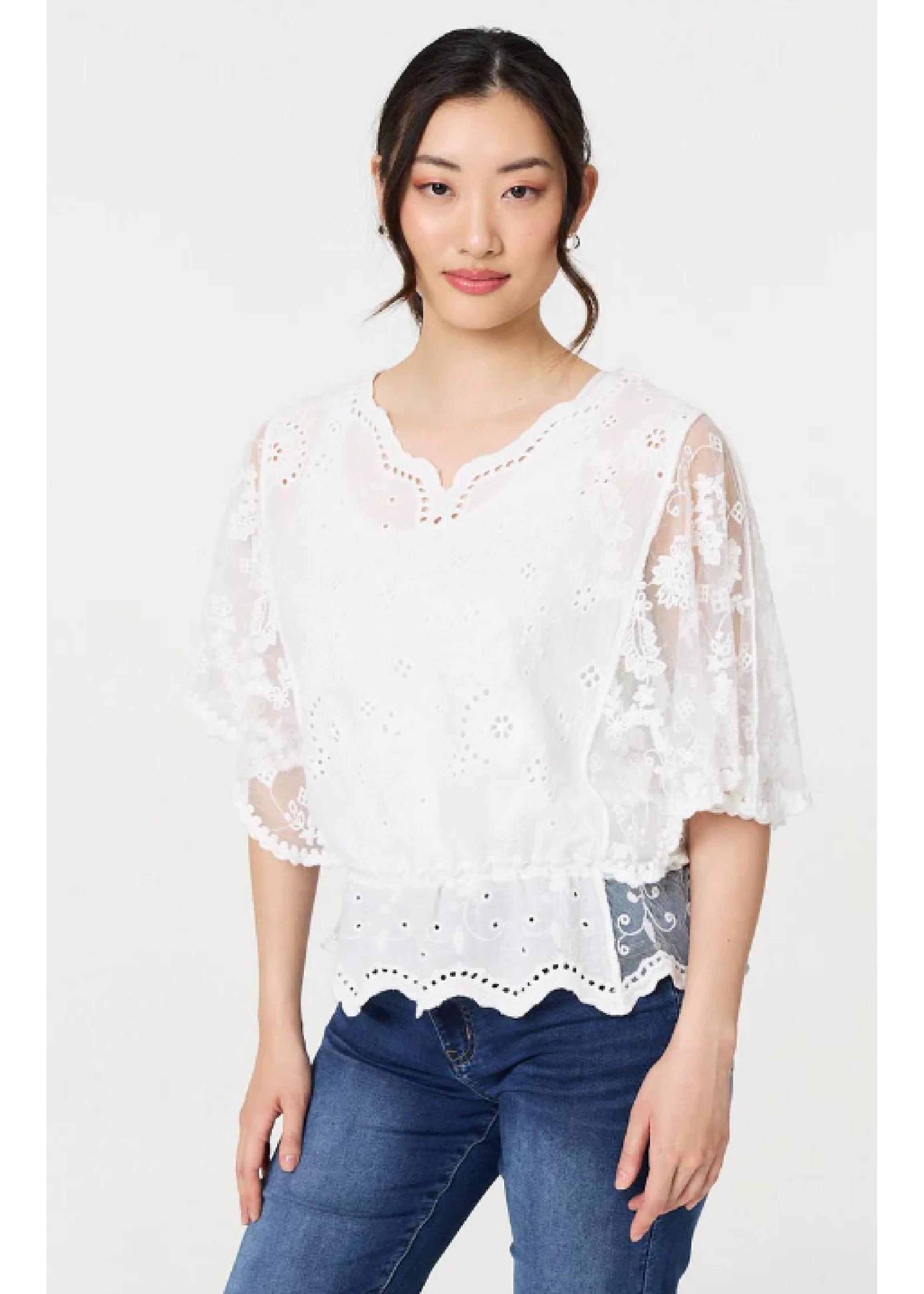 Jacinta White Broderie Anglaise Peplum Blouse