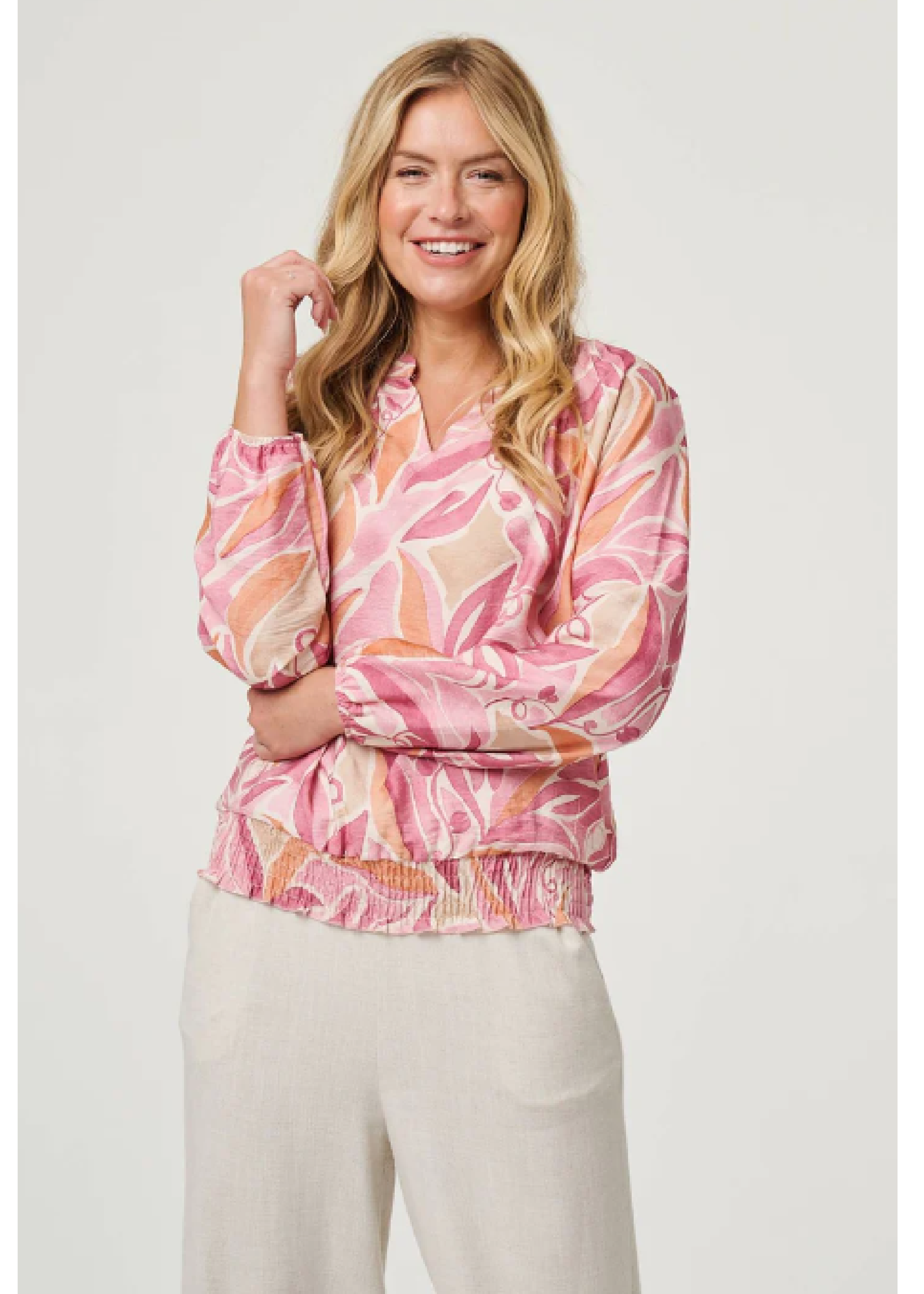 Sarah Pink Floral Print Blouse