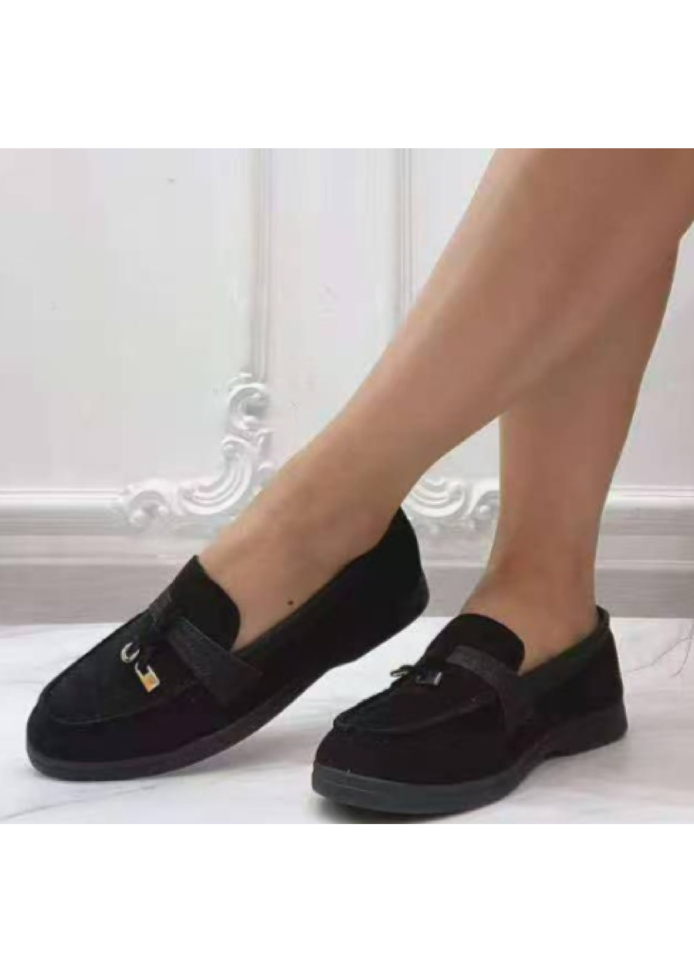 Leticia Black Suede Loafers