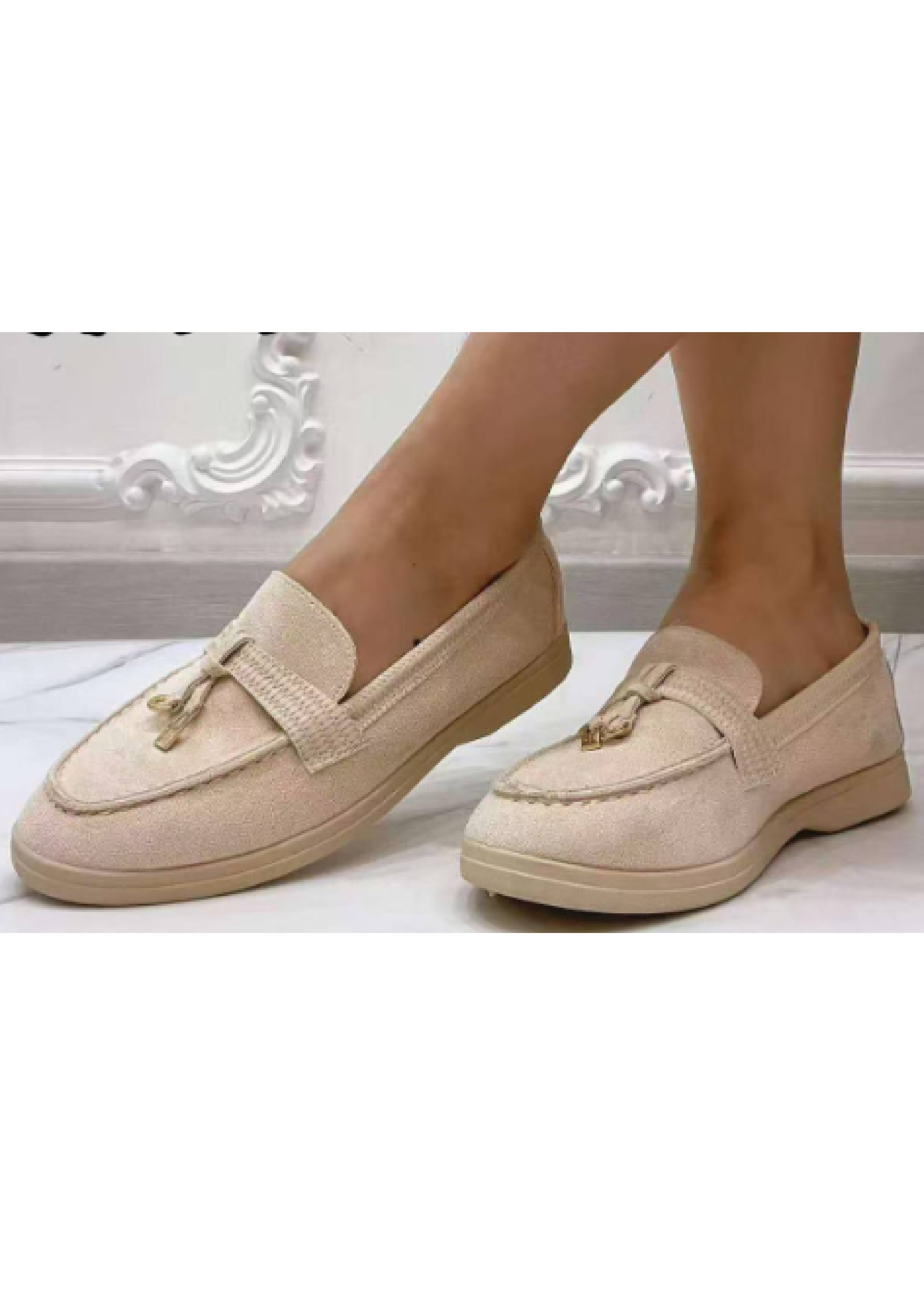 Leticia Beige Suede Loafers