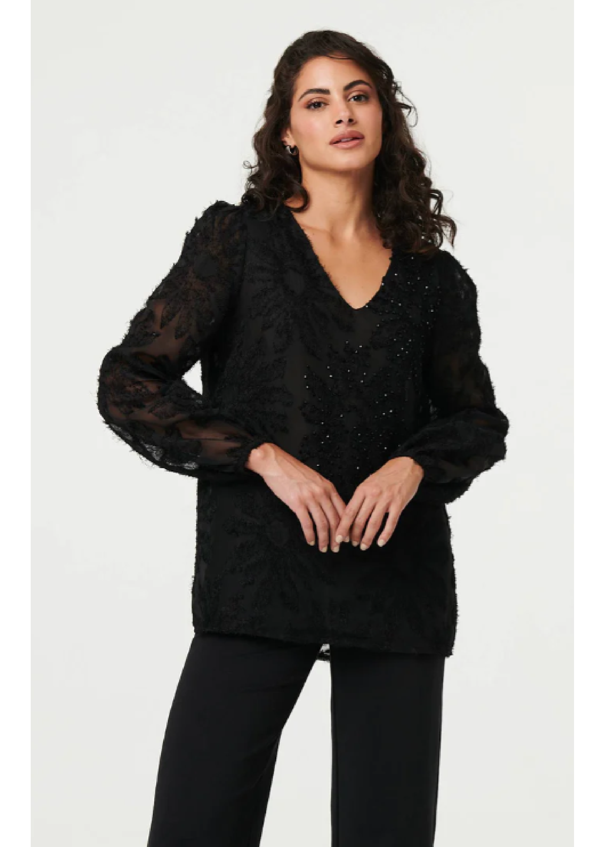 Ingrid Black Lace Embellished Top