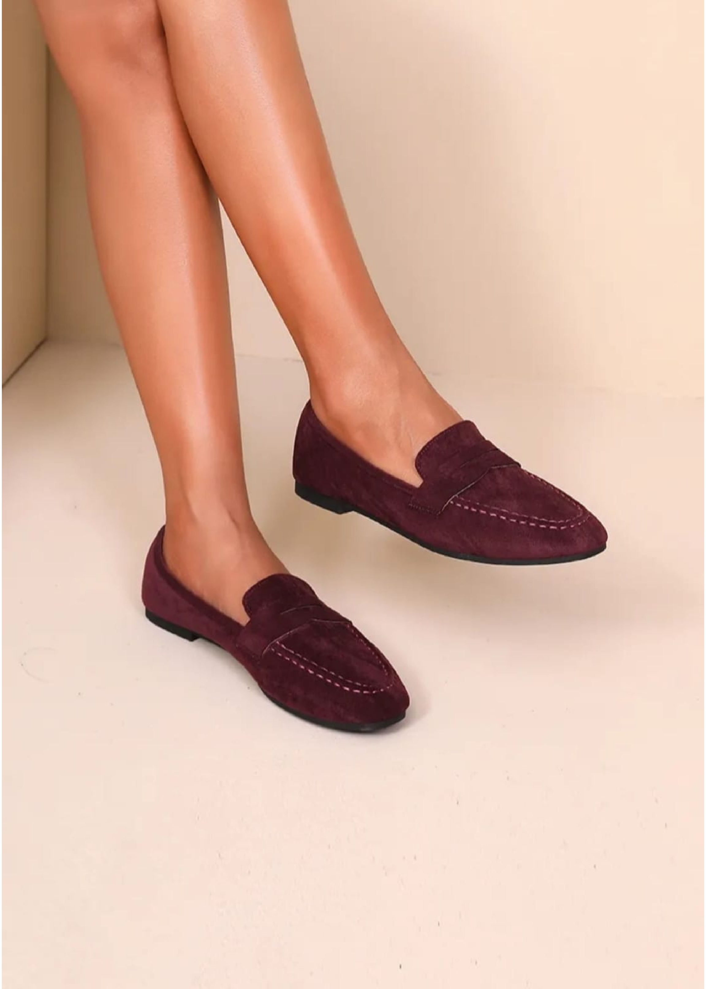 Beryl Wine Red Suede Loafers