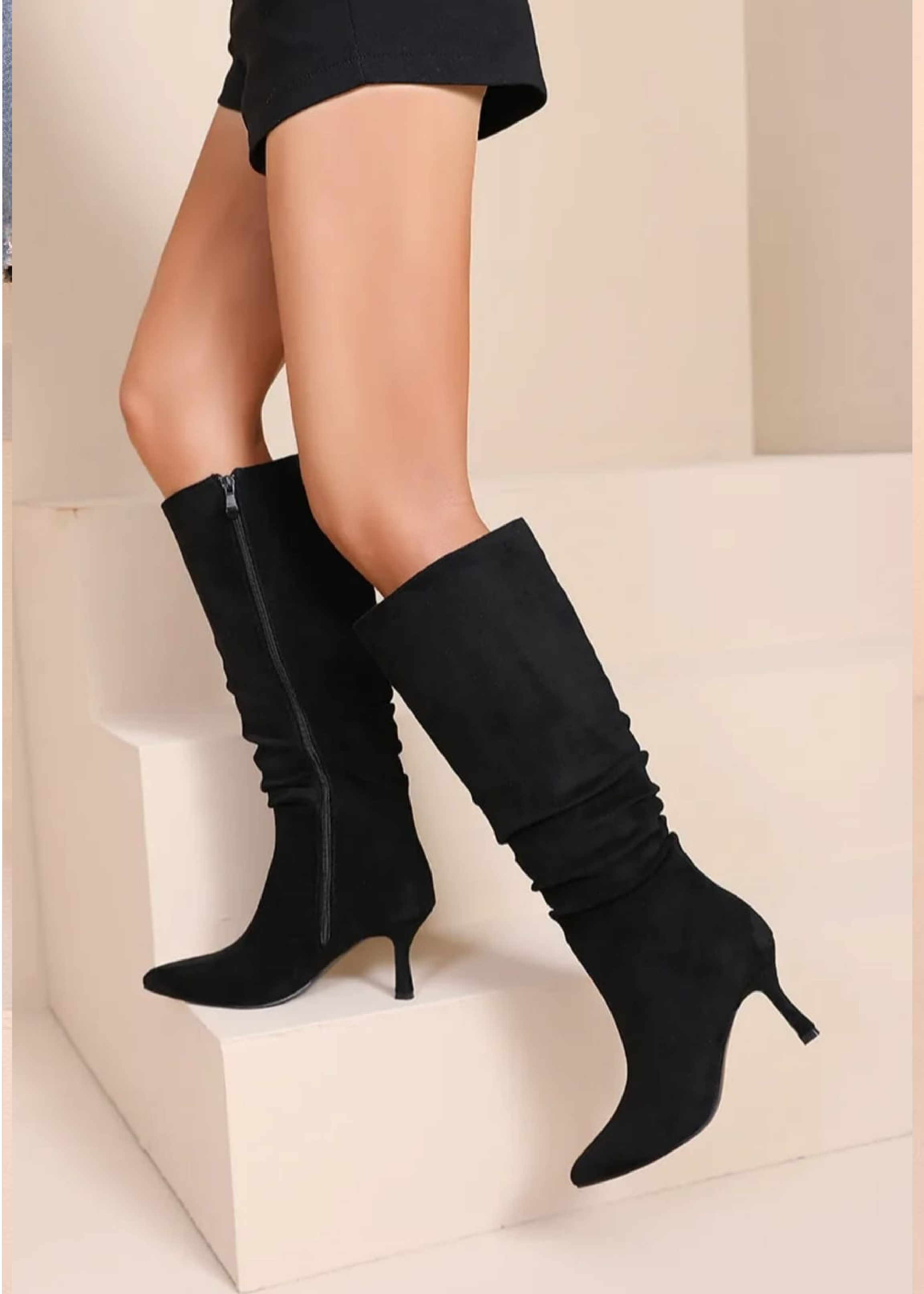 Chantel Black Slouchy Suede Boots