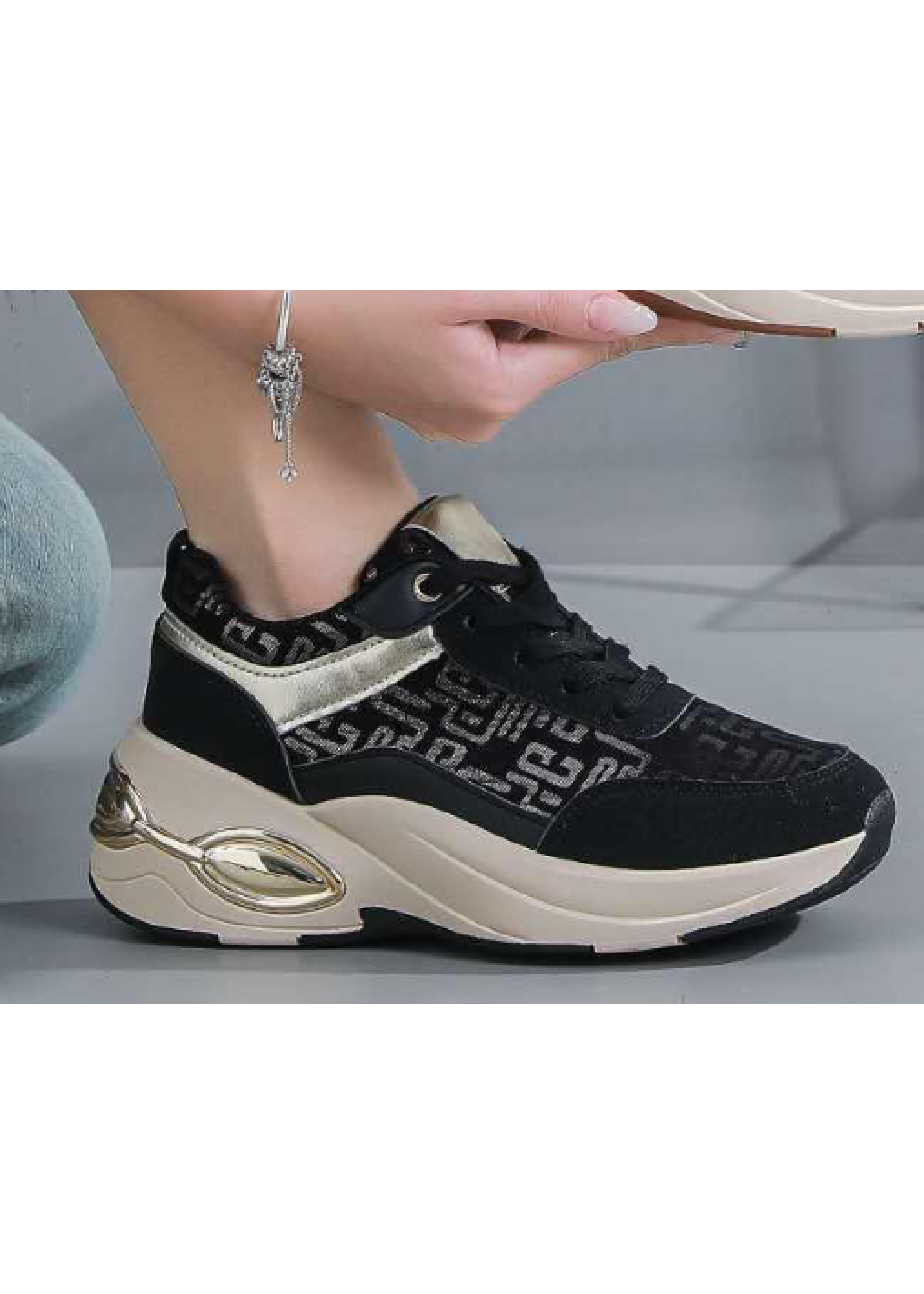 Molly Black Chunky Sole Trainers