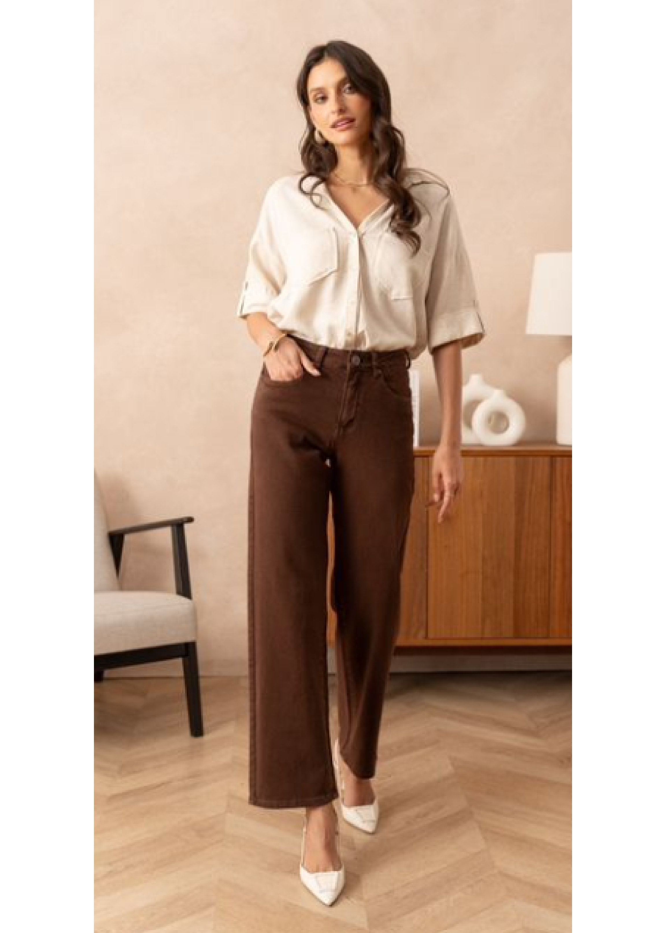 Aoife Brown Wide Leg Jeans
