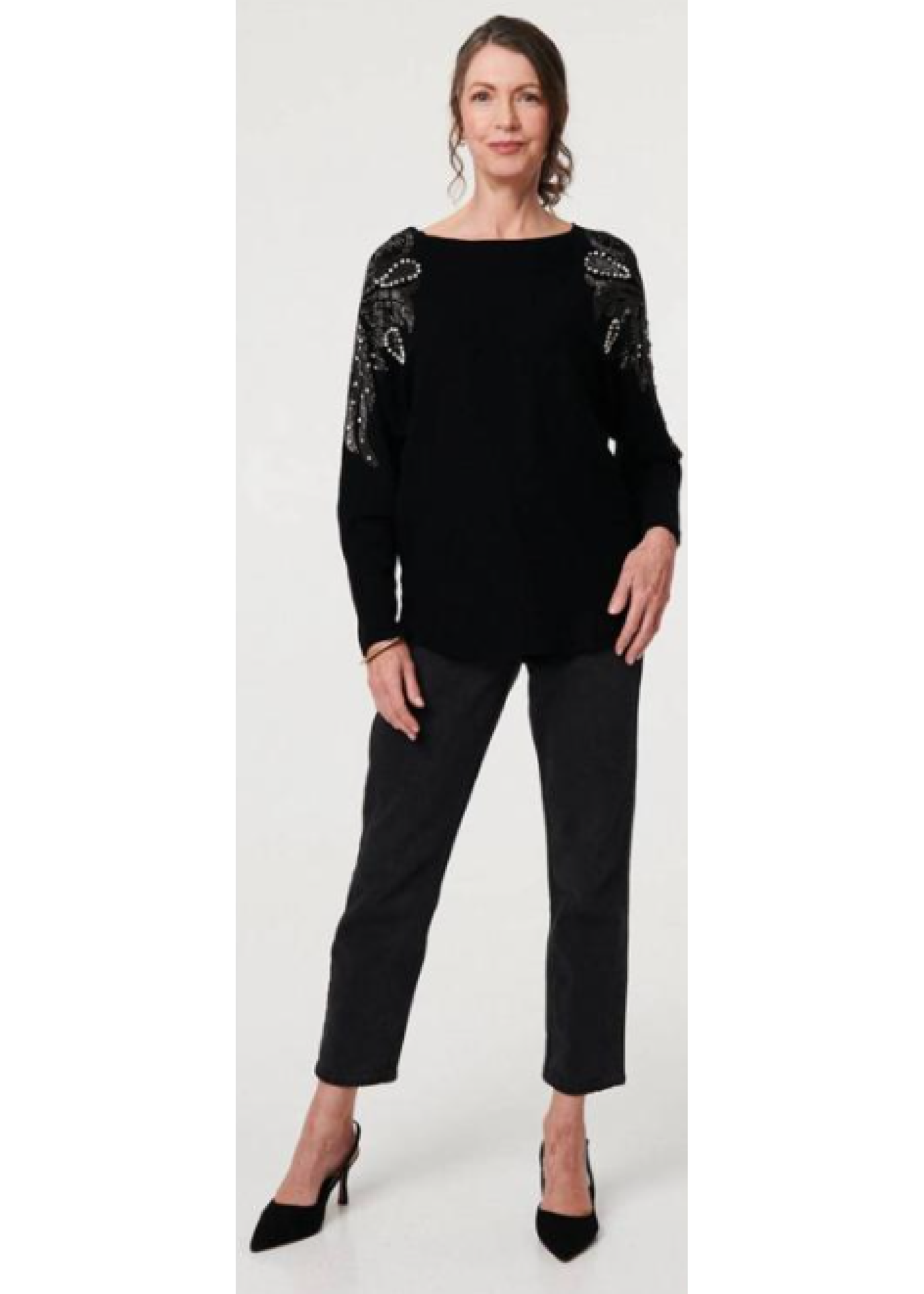 Samara Black Embellished Shoulder Jumper