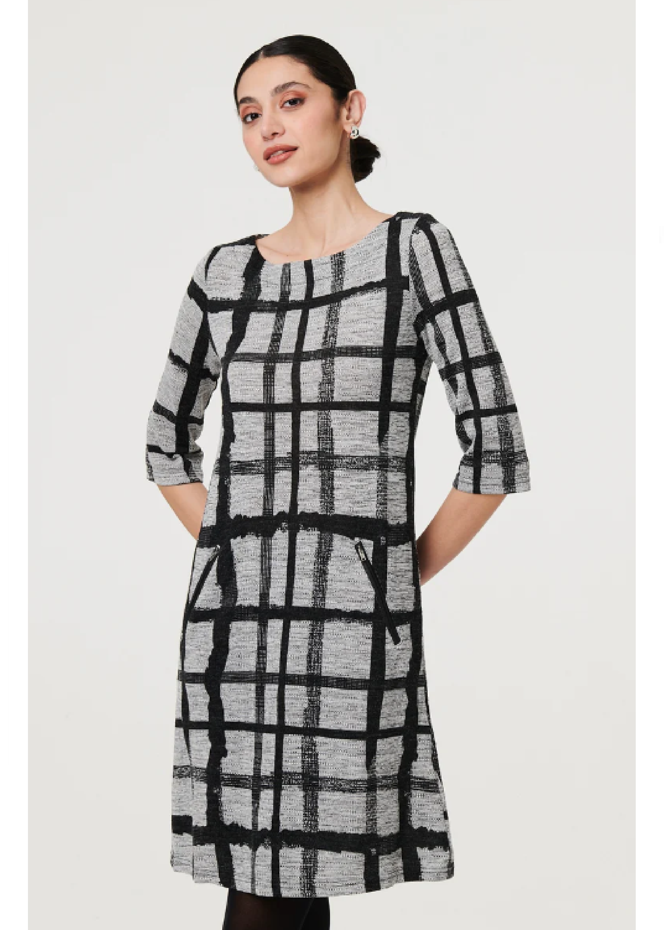 Nancy Black Check Shift Dress