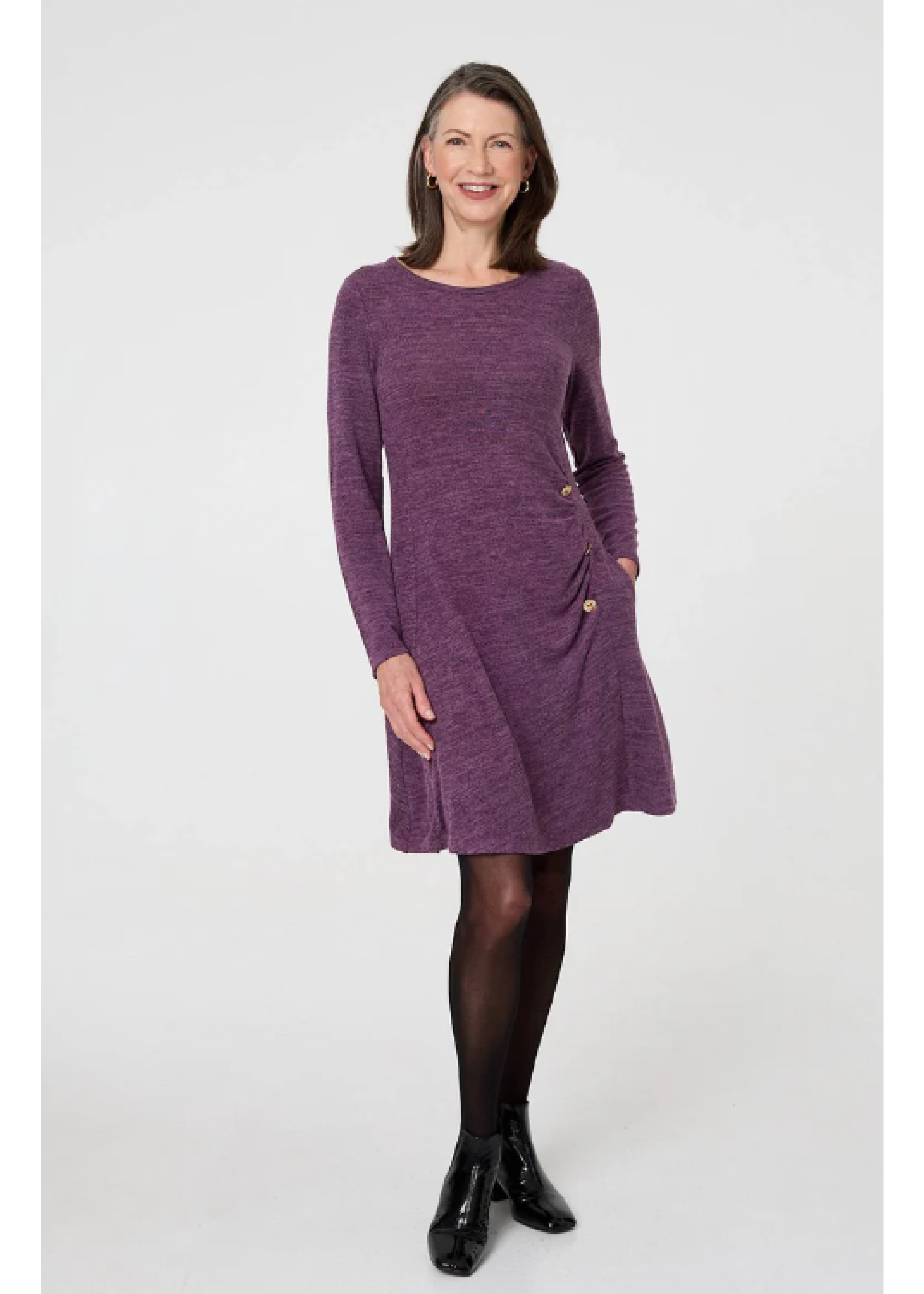 Tilda Purple Button Detail Skater Dress