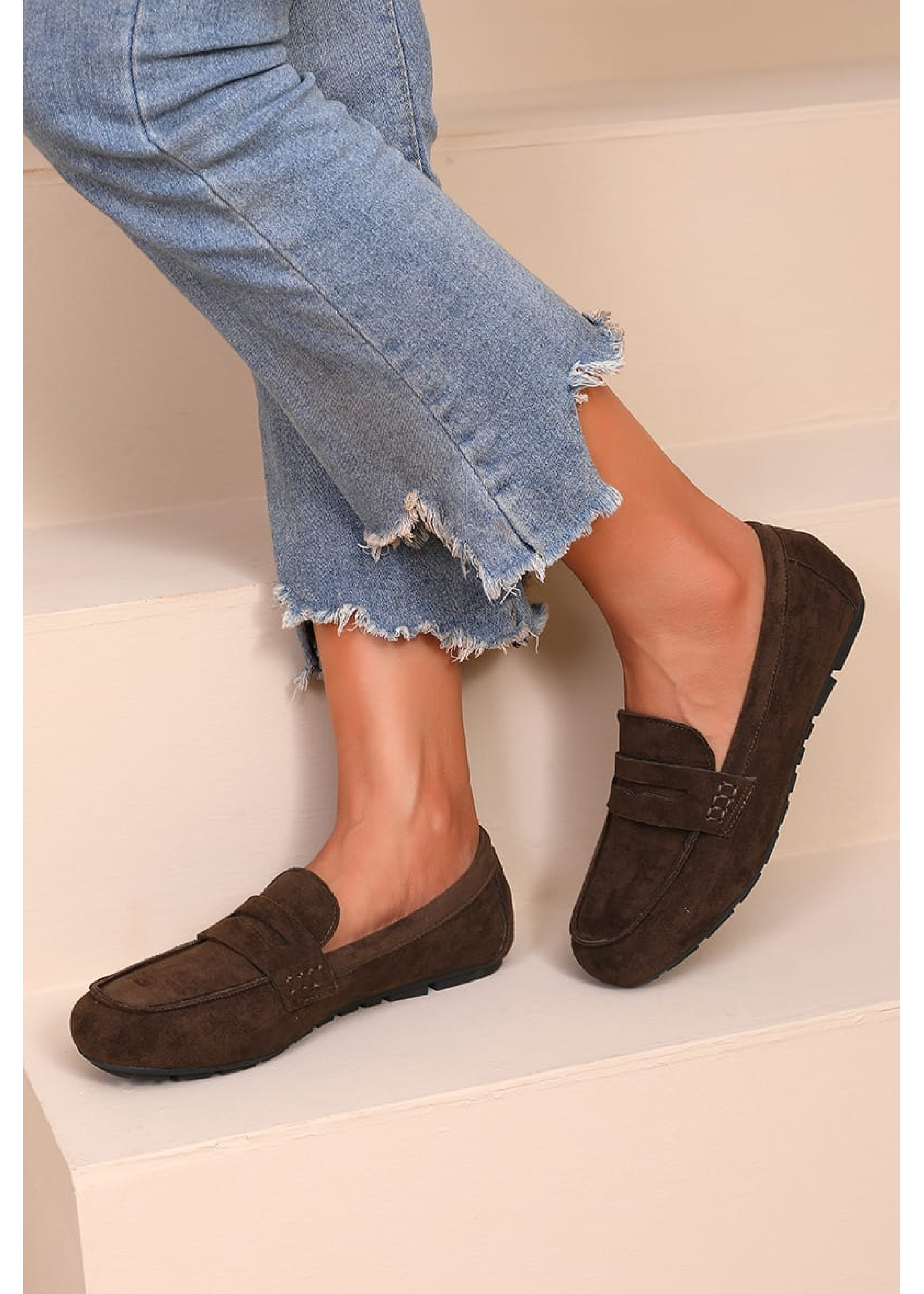 Peggy Brown Suede Loafers