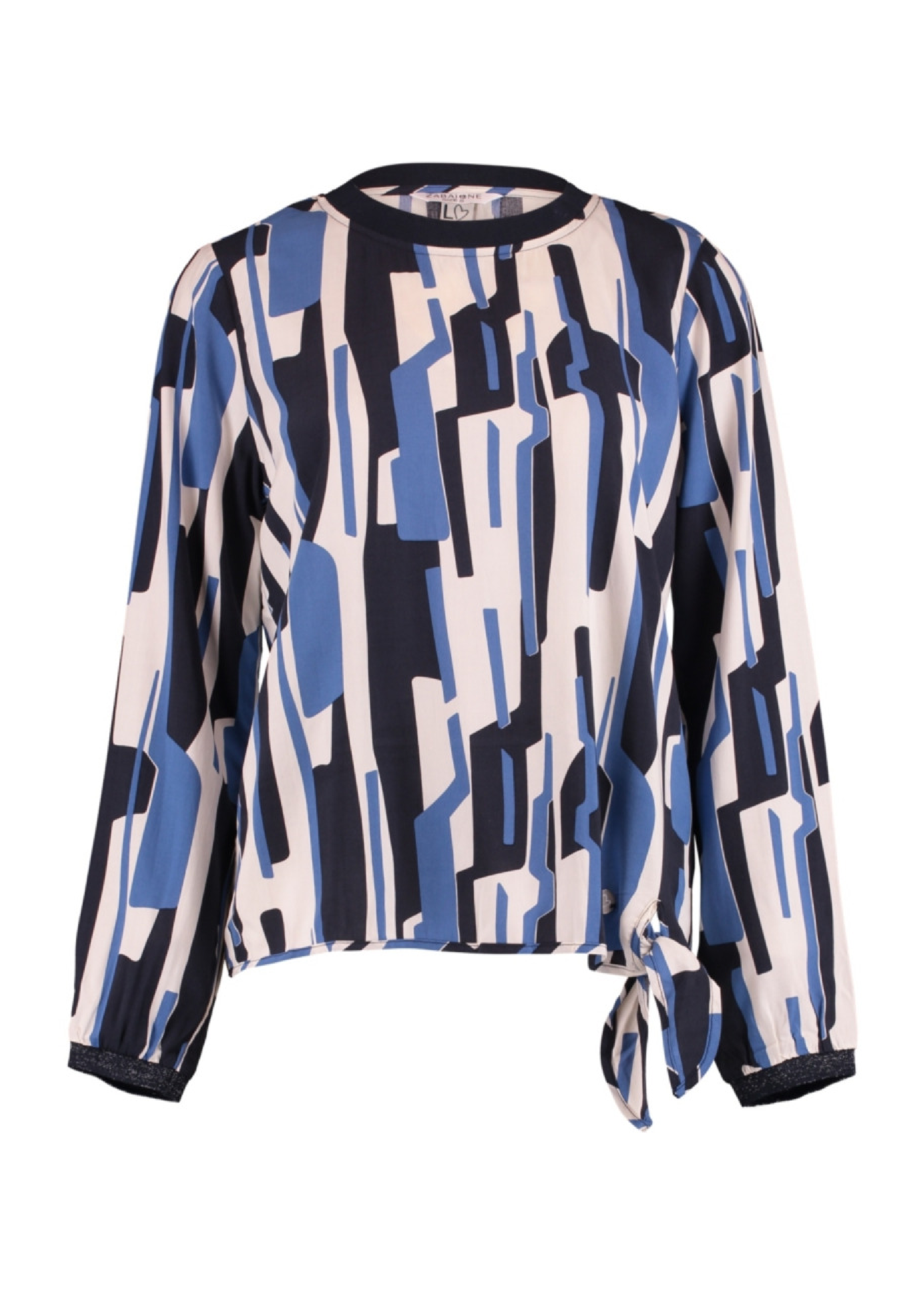 Isabella Navy Blue Patterned Blouse