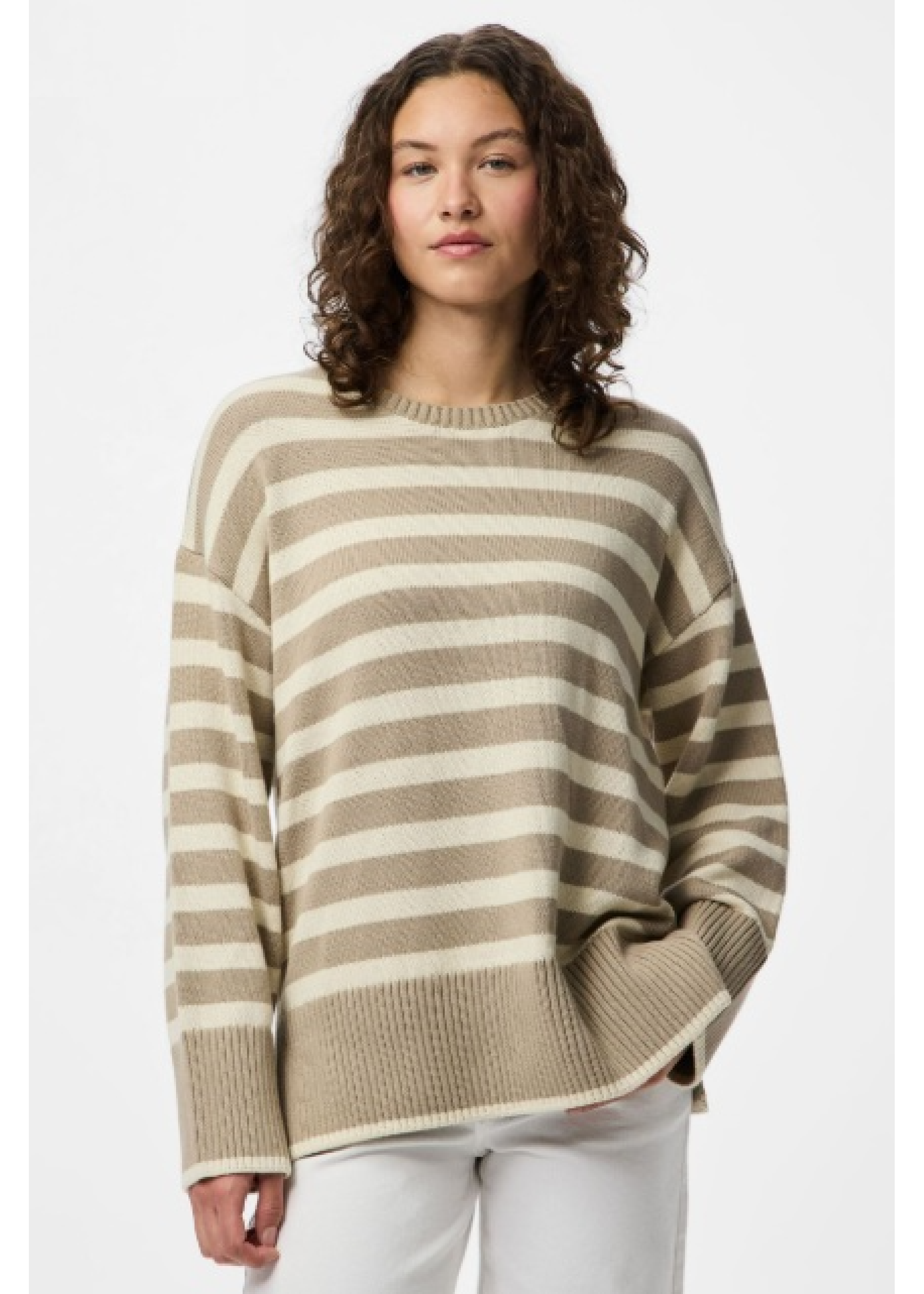 Ava Crockery Beige Striped Pullover
