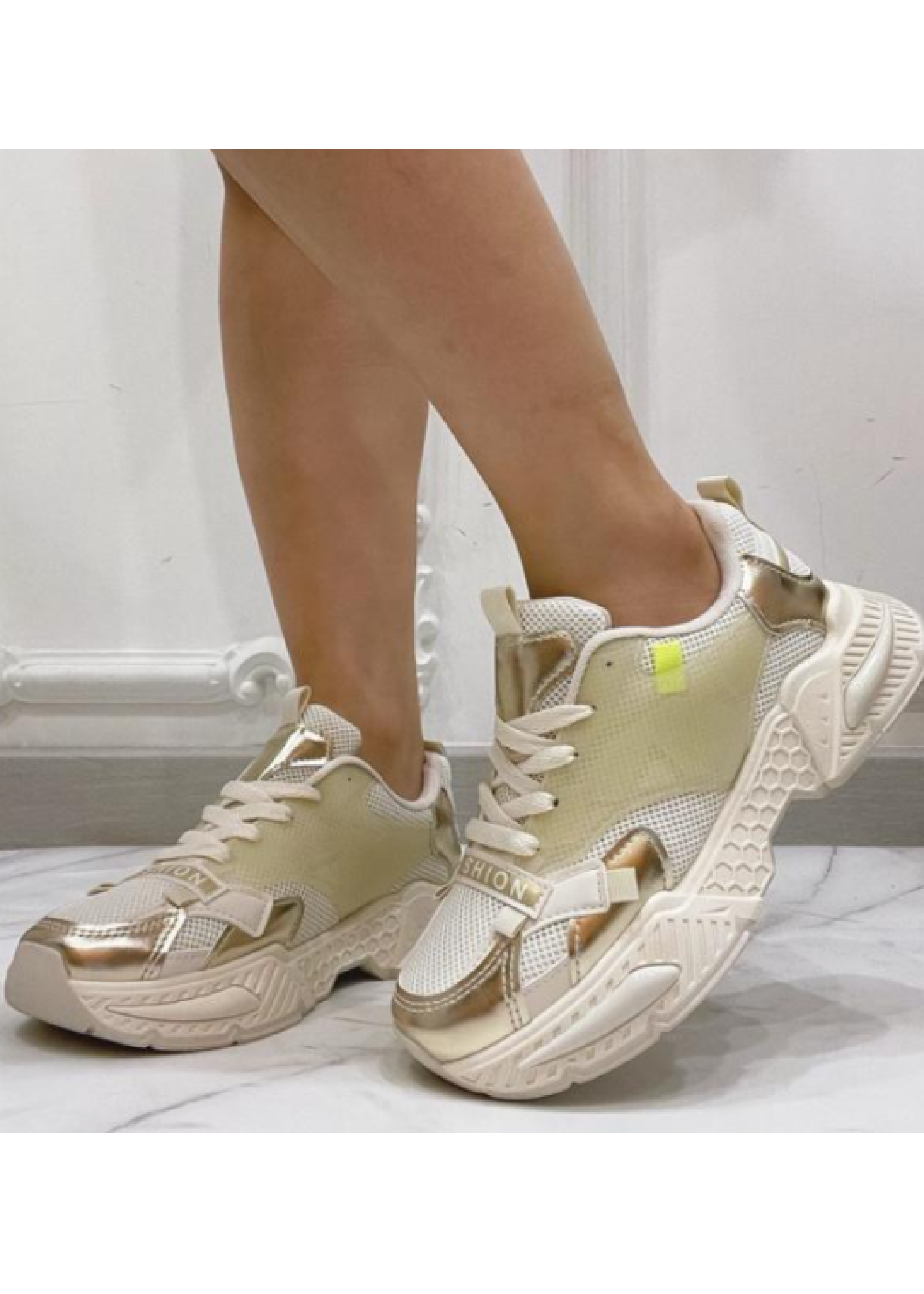 Sherly Beige Chunky Sole Trainers