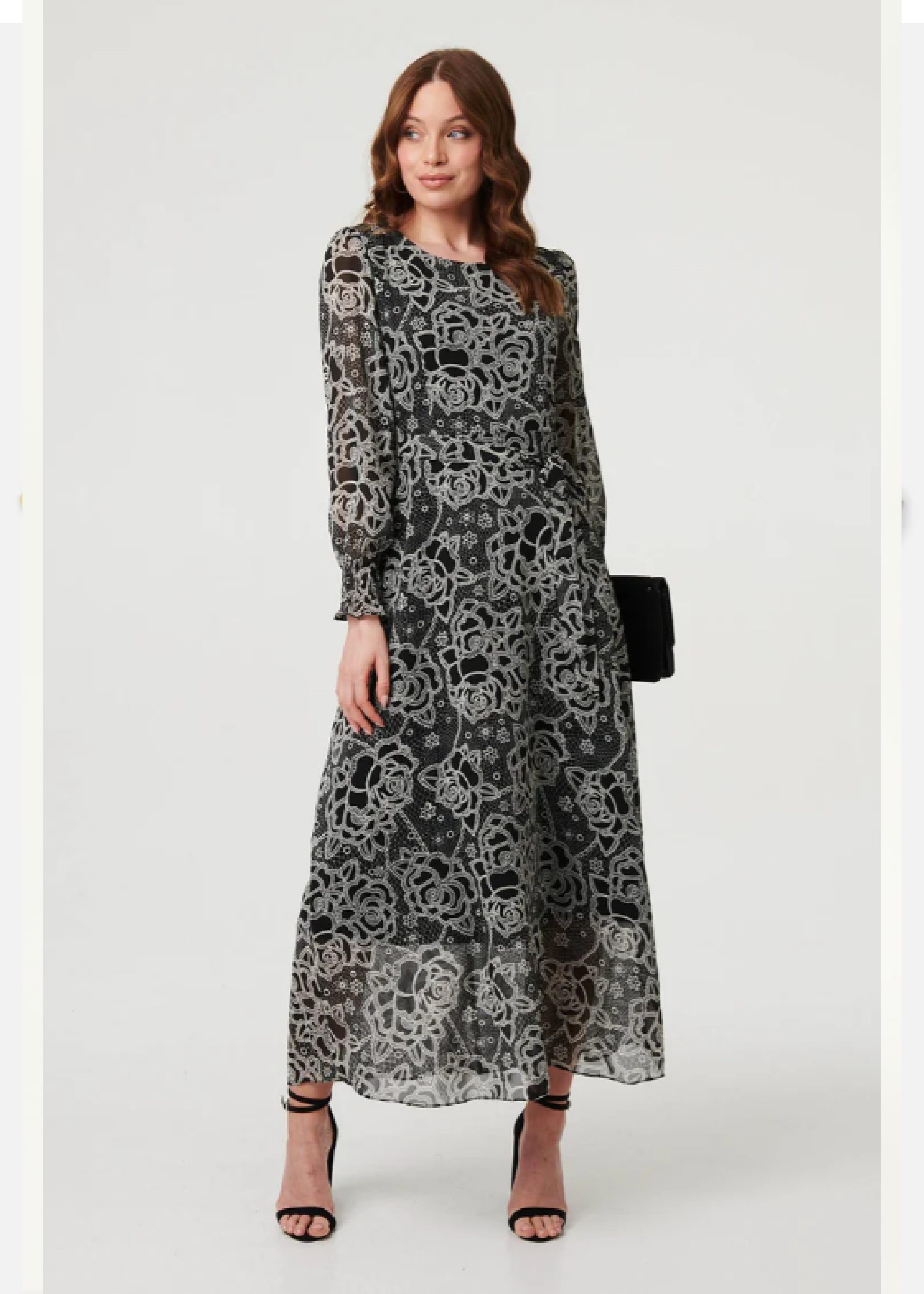 Nelia Black Semi Sheer Layer Maxi Dress
