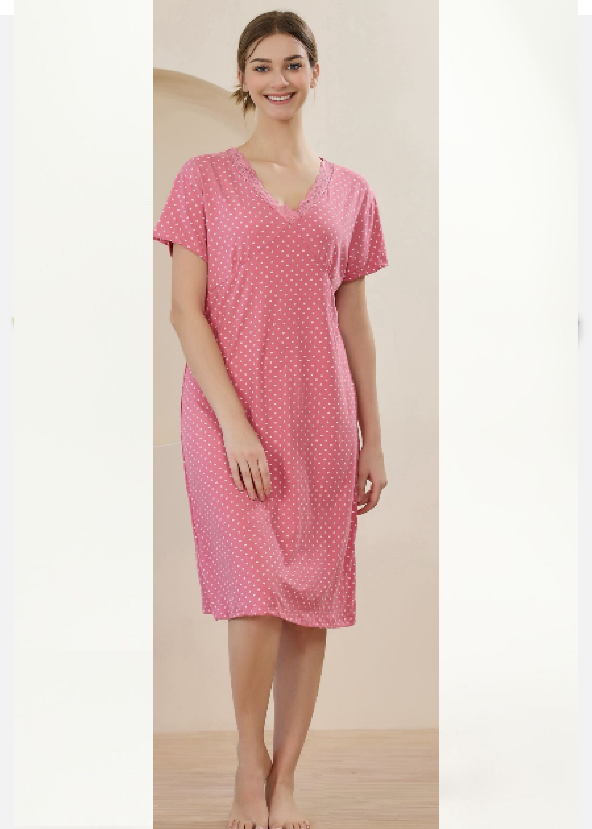 Nancy Pink Heart Print Nightdress