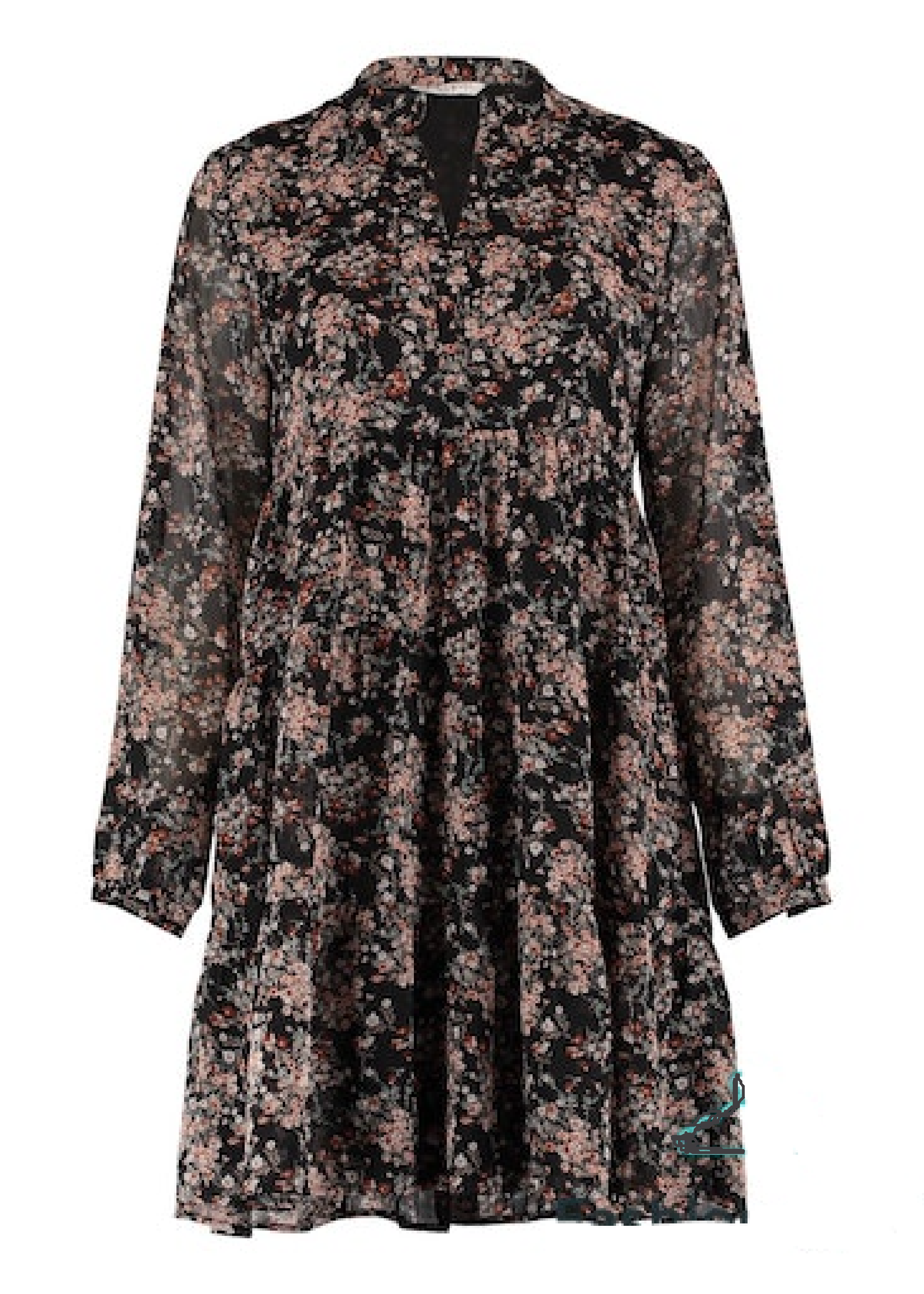 Madid Black Semi Sheer Layer Smock Dress