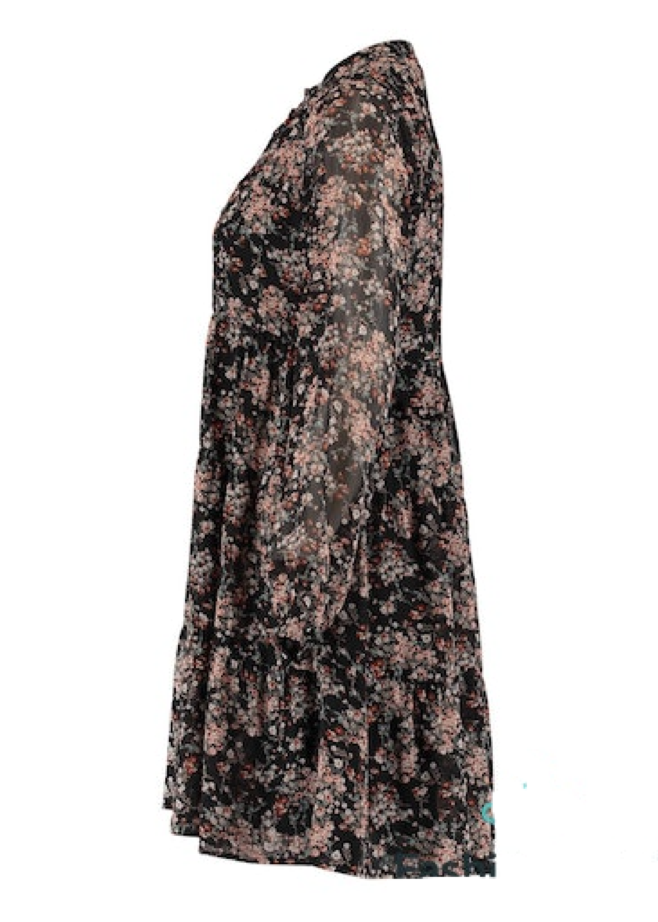 Madid Black Semi Sheer Layer Smock Dress